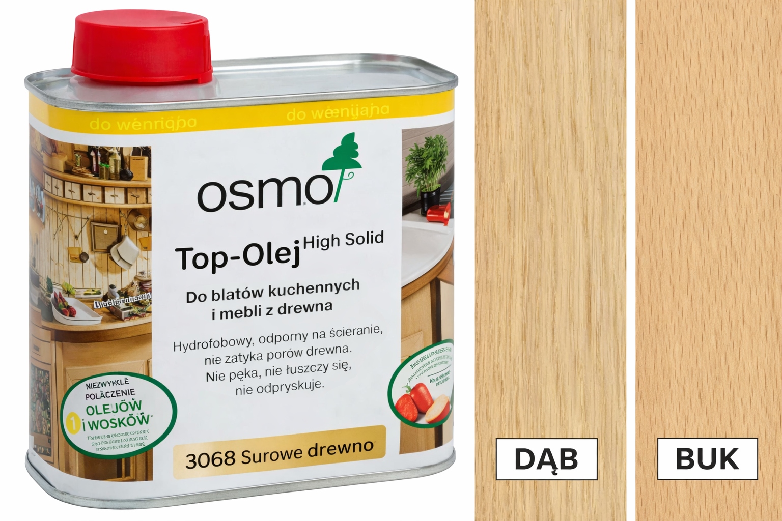 Osmo 3068 Top-Olej Surové dřevo Mat 0,5L olej na kuchyňské pracovní desky a nábytek