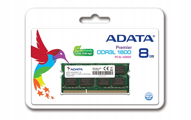 Adata ADDS1600W8G11-S pamäťový modul 8 Gb 1 x 8 Gb DDR3L 1600 MHz