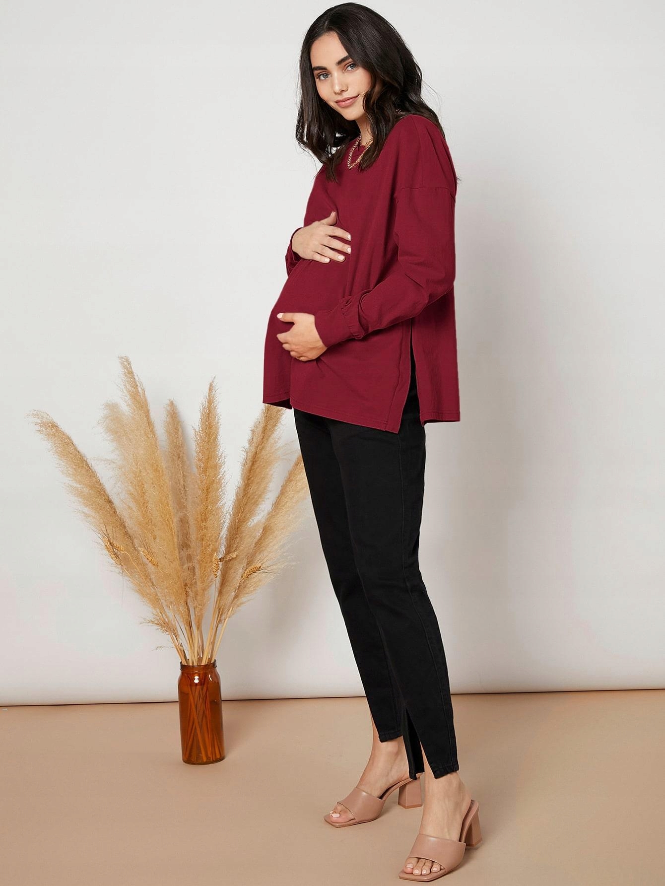 1G4B09 P21 SHEIN MATERNITY CZERWONA LEKKA BLUZA S Rozmiar S