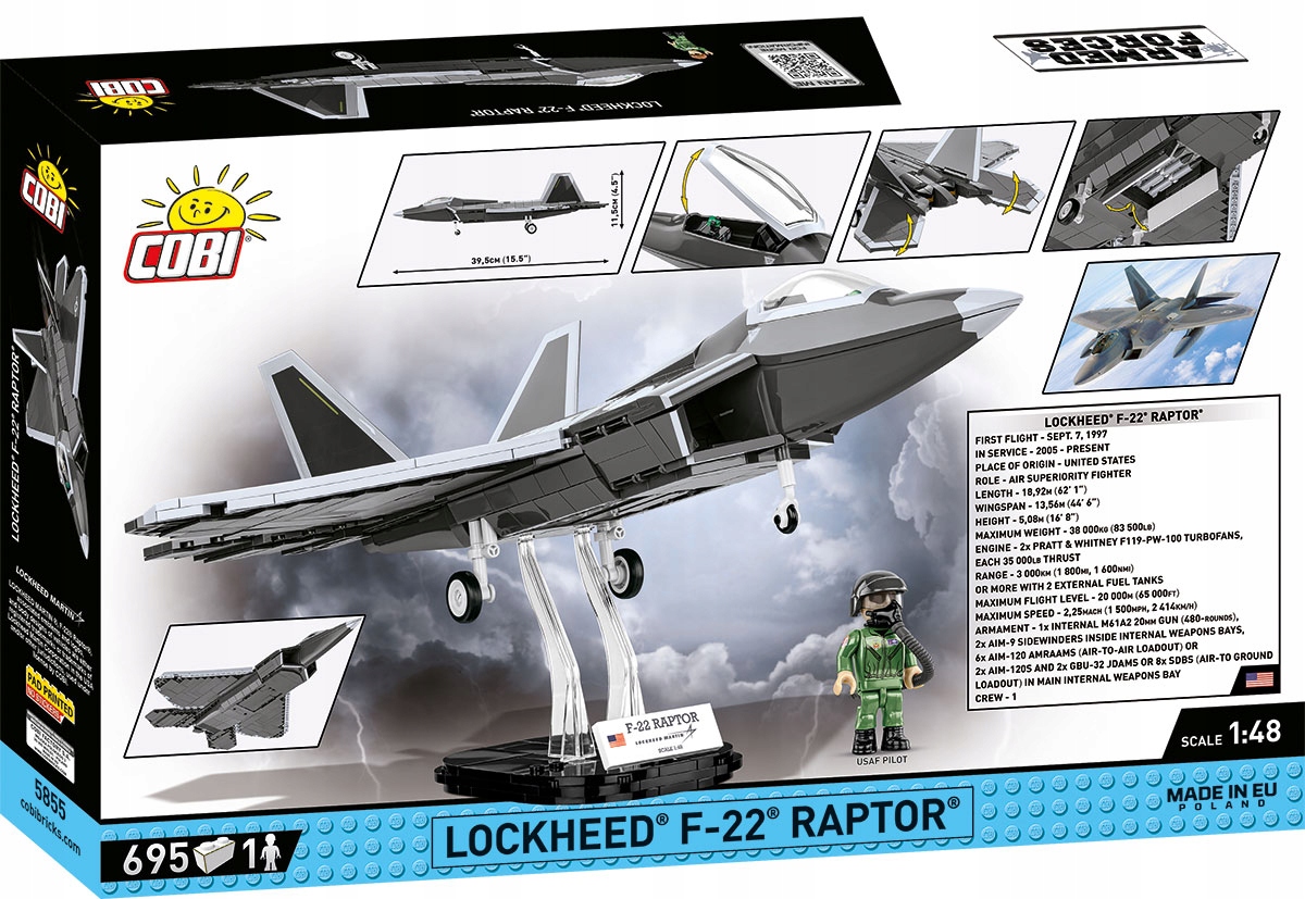KLOCKI COBI 5855 Myśliwiec Lockheed F-22 Raptor 695 El. Rodzaj zestaw