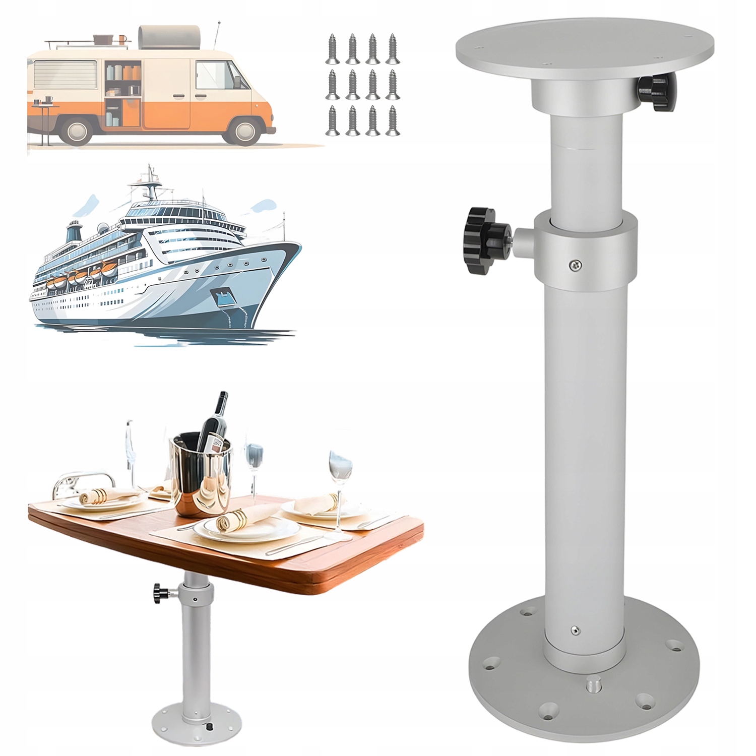 Noha stolku výsuvná, stolek obytný vůz o velikosti 450-690 mm