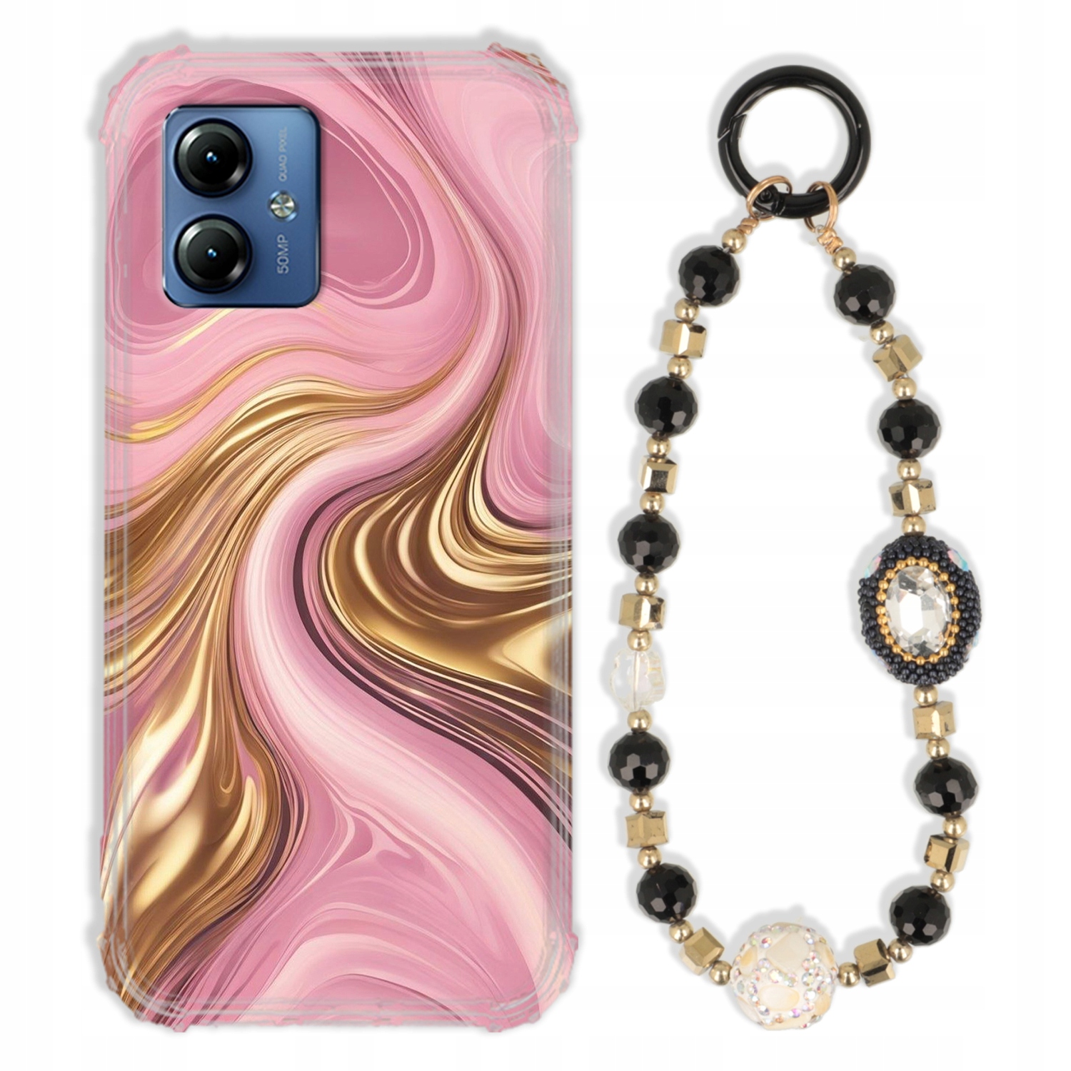 Puzdro Pre Motorola G14 Case Antishock Zirkóny Čierno Zlaté|odolné|pevné