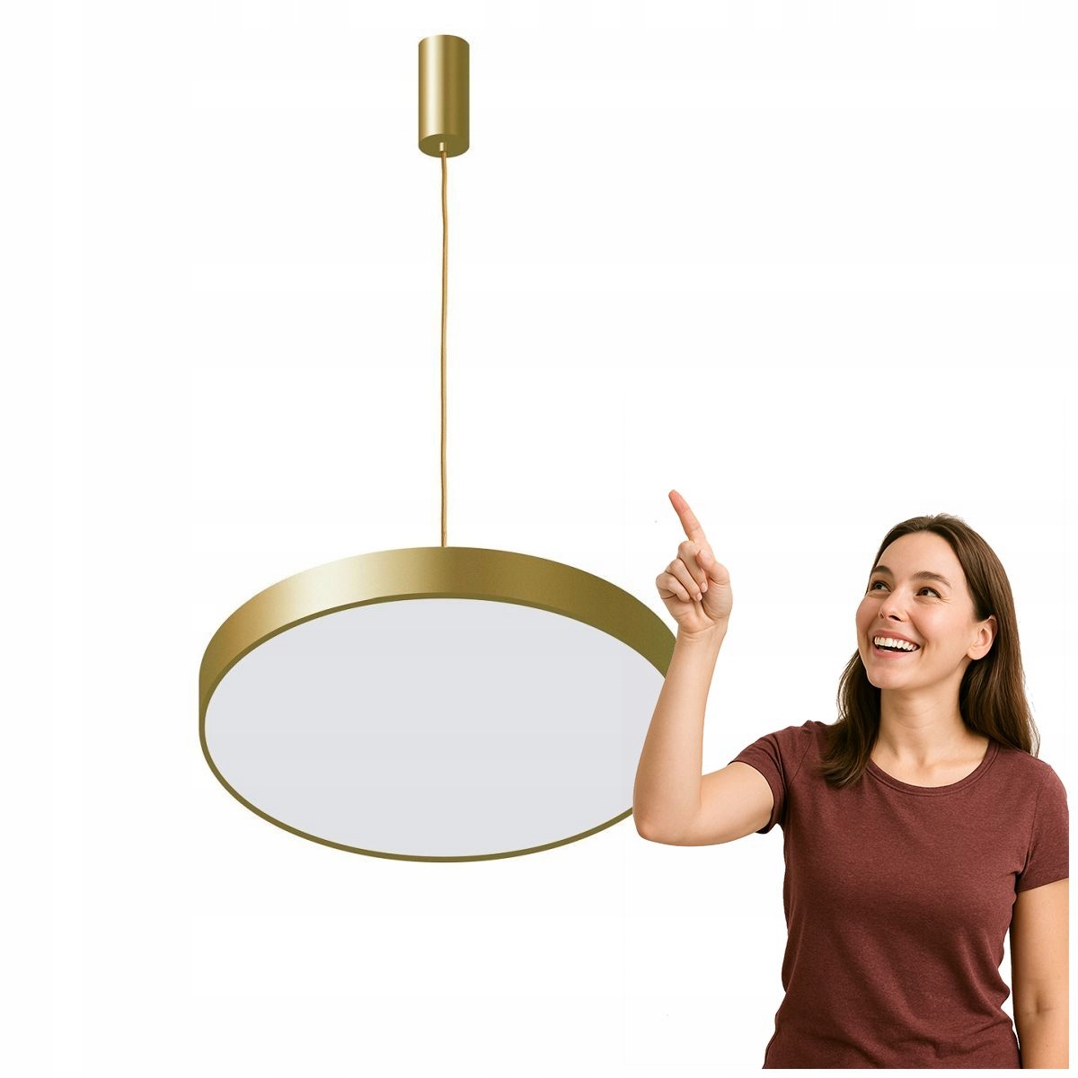 Žlto-zlatá Led závesná lampa Orbital, moderná Italux