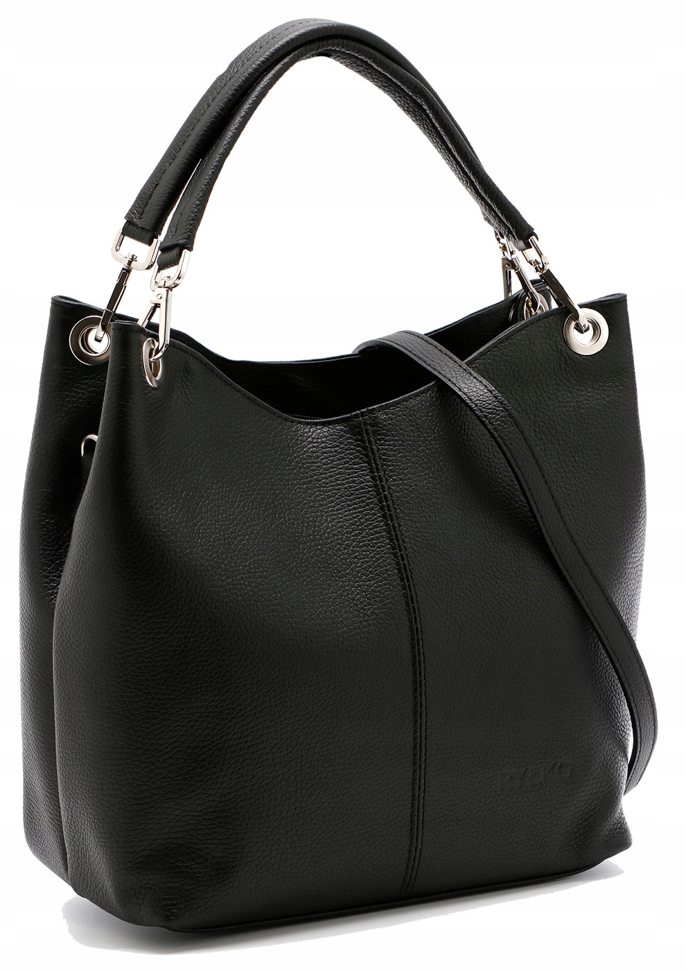 Ryłko Czarna shopperka torebka ze skóry licowej pojemna miękka