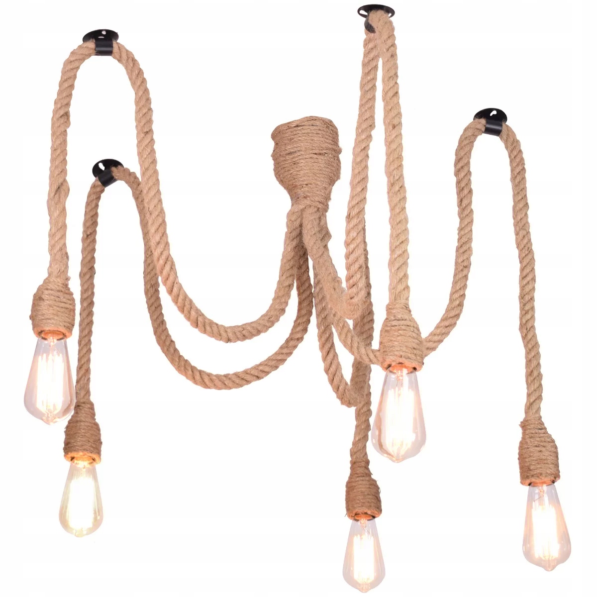 Sanico Polux lampa wisząca retro Loft Rope Pajączek 5xE27 100cm 312921