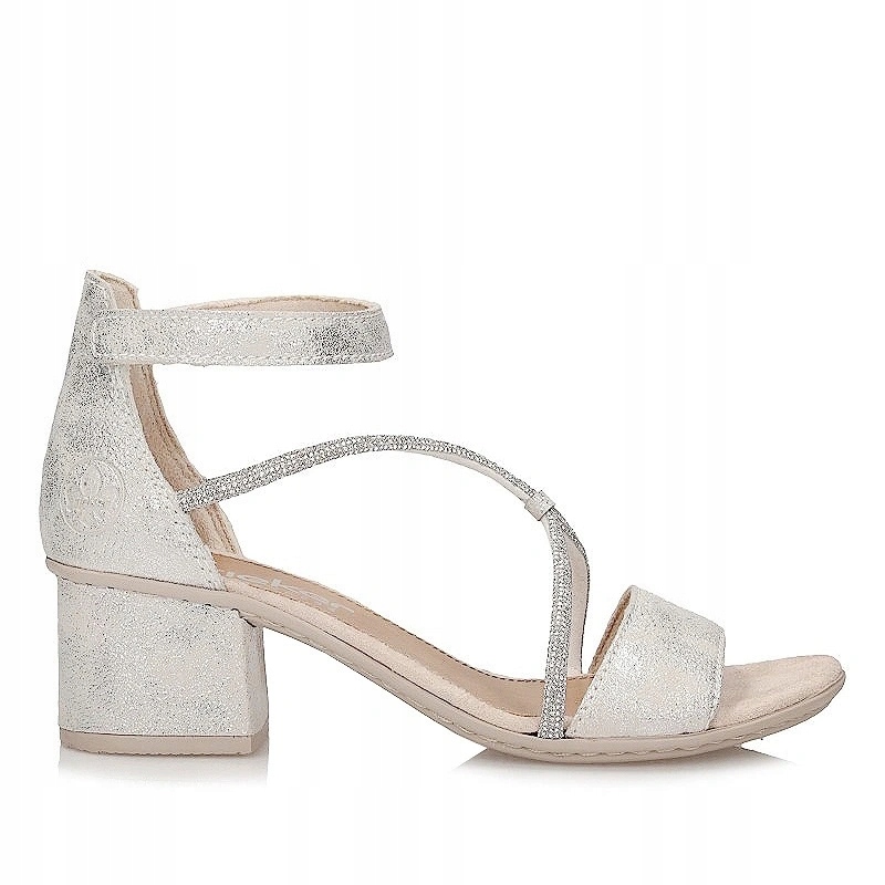 Dámské sandály Rieker 64654-40 stříbrné s podpatkem