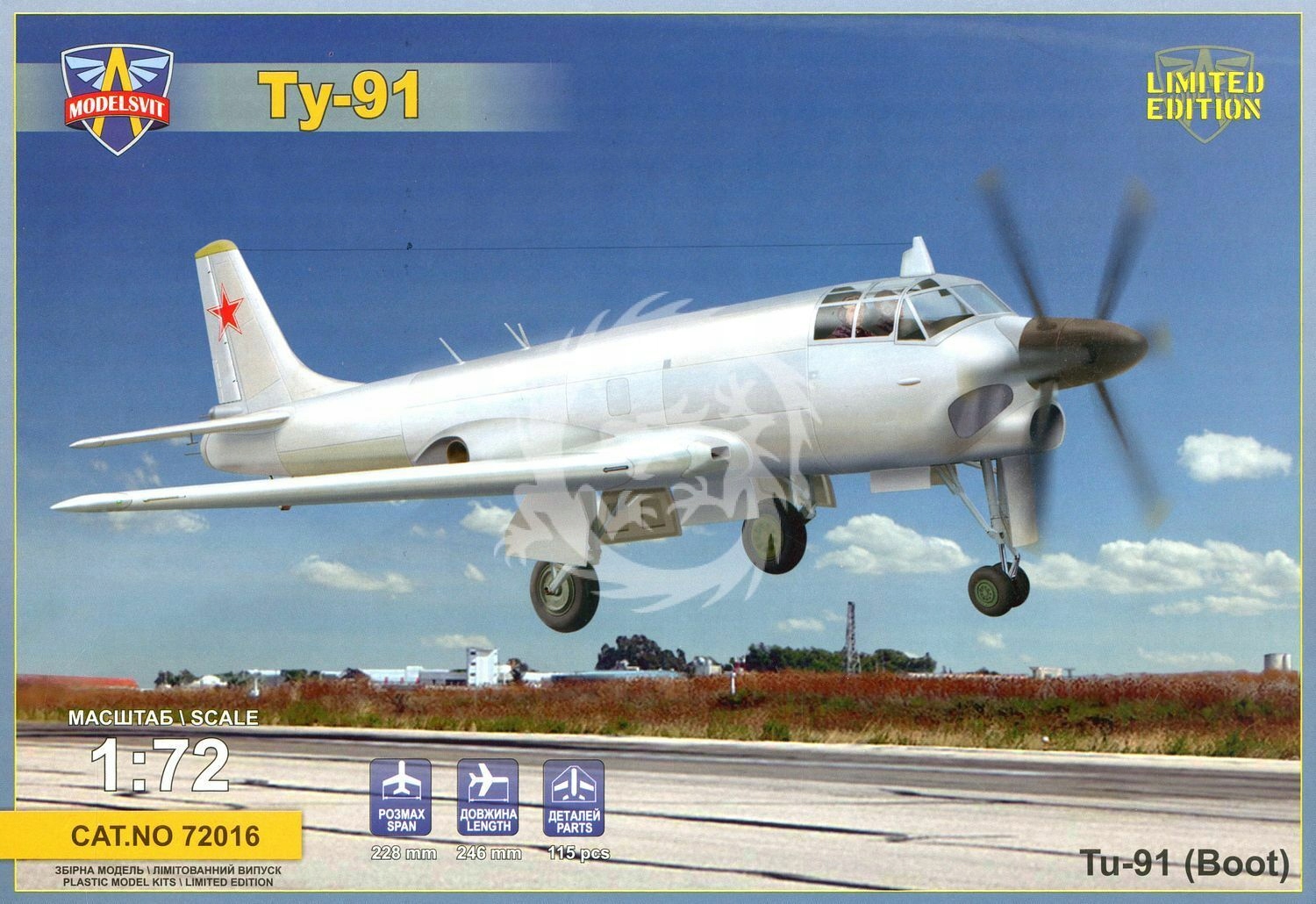 Model plastový Tu-91 (Boot) ModelSvit 72016 měřítko 1/72