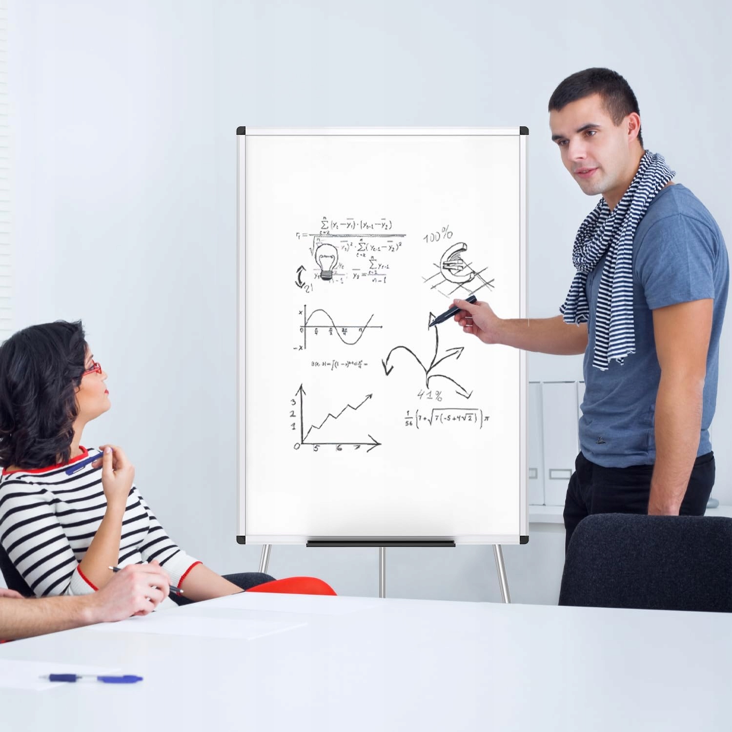 VIZ-PRO Magnetyczna Tablica Flipchart 90x60cm, Regulowana Wysokość EAN (GTIN) 711091387030