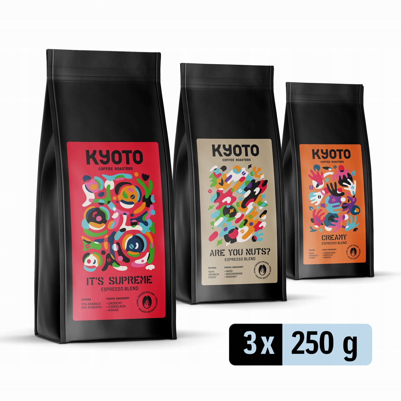 Levně Kyoto Espresso (Degustační sada II) 3 x 250 g