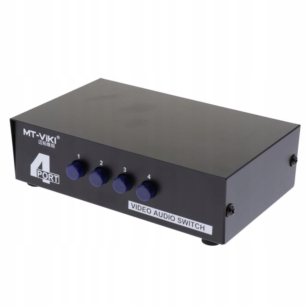 4 Port 4 Input 1 Output Video Audio AV Switch Kolor biały