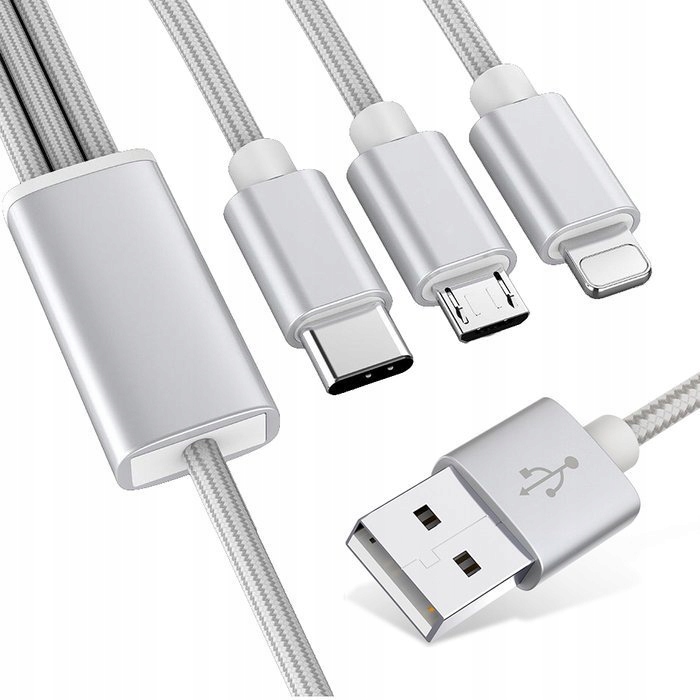 

Przewód Usb 3w1 Ładowarka Iphone Micro Typ-c 1,2M