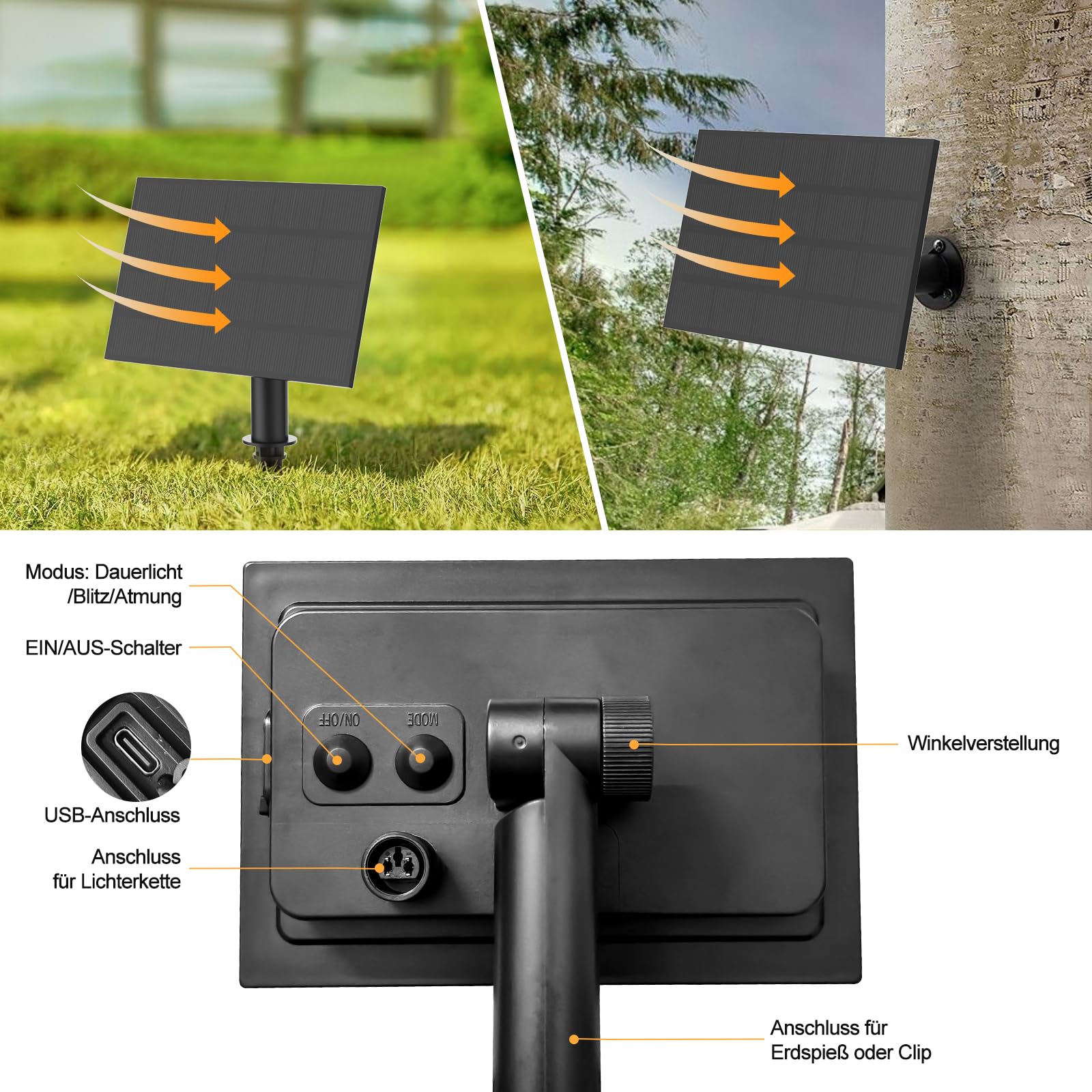 POGESTRAND Girlanda Solarna Zewnętrzna G40 10M USB Solarna 20 Żarówek IP65 — miniatura 4