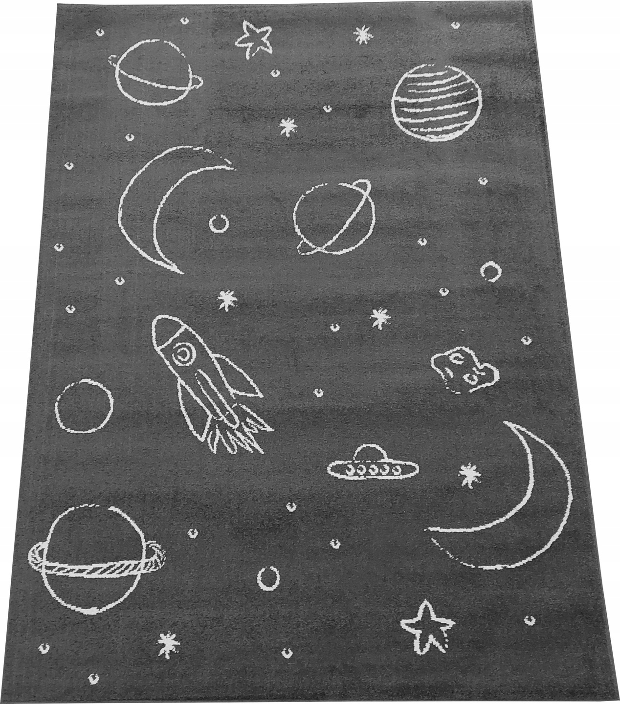 Detský koberec sivý, vesmír s krátkym vlasom 200x300