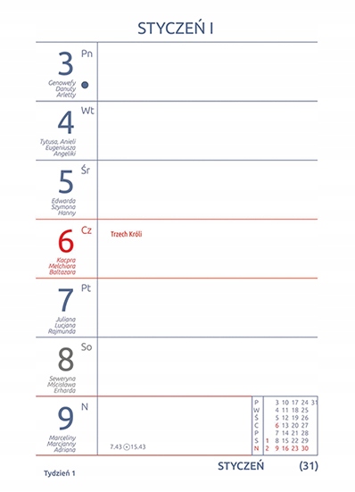 KALENDARZ TERMINARZ ZE SPIRALKĄ NA SPIRALI SPRĘŻYNCE BIURKO 2024 Kod producenta B15