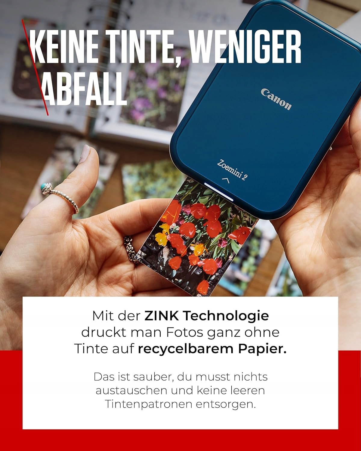 CANON Zoemini 2 Przenośna Drukarka Zdjęć Bluetooth Smartfon Tablet — miniatura 4