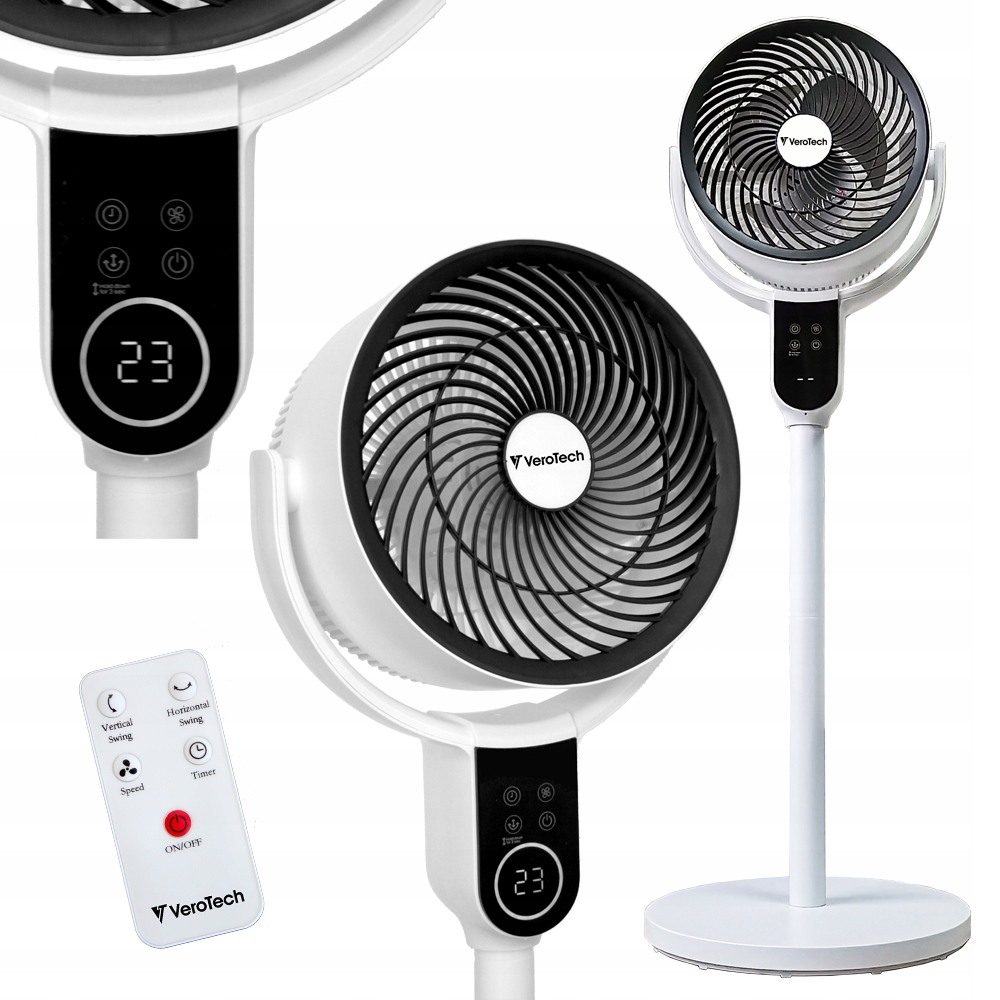 Sloupový podlahový ventilátor Verotech VF-750 bílý dálkový ovladač 3D oscilace