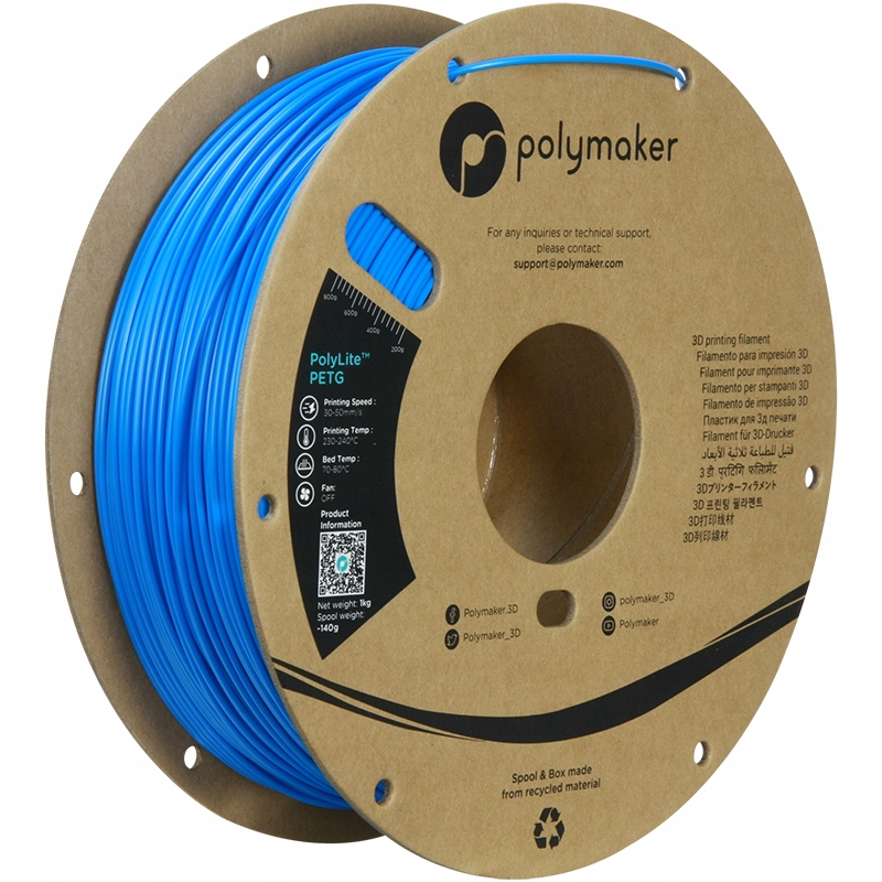 Filament Polymaker PolyLite Petg Electric Blue 1,75 mm 1 kg