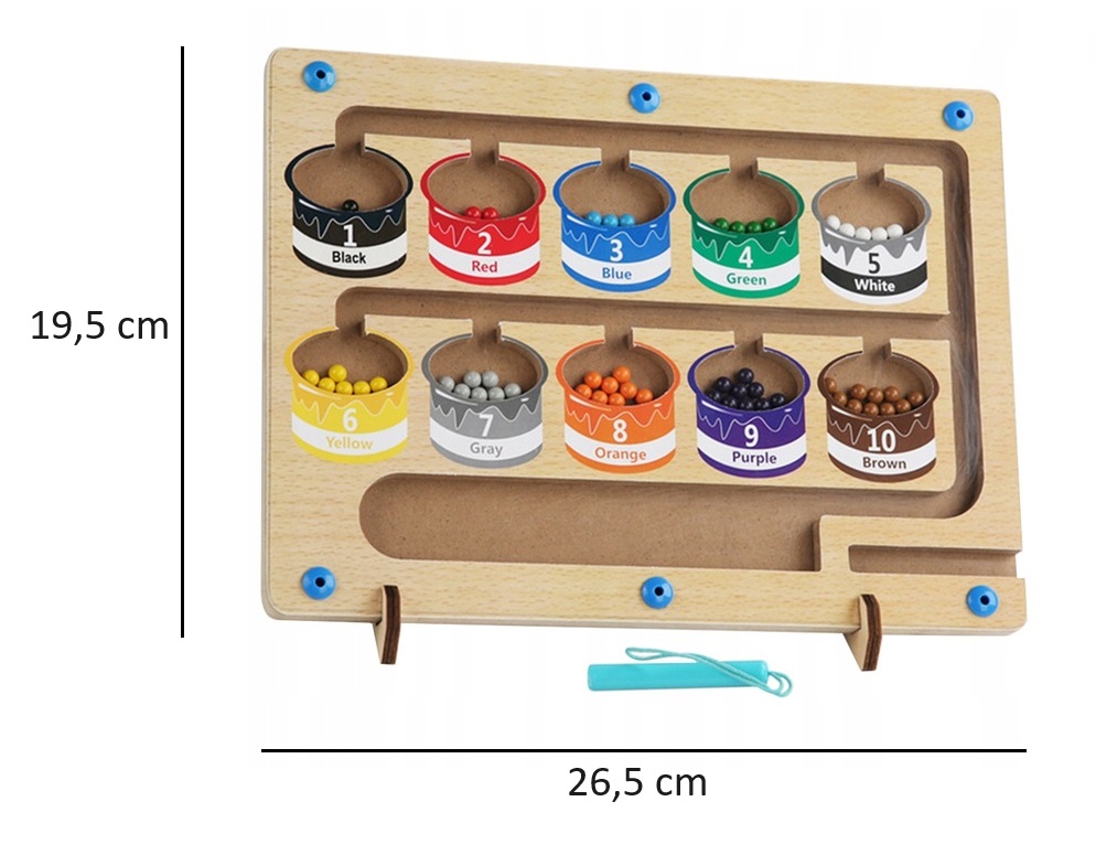 Drewniany sorter magnetyczny Pan i Pani Gadżet ZI-30 z kulkami – W duchu Montessori