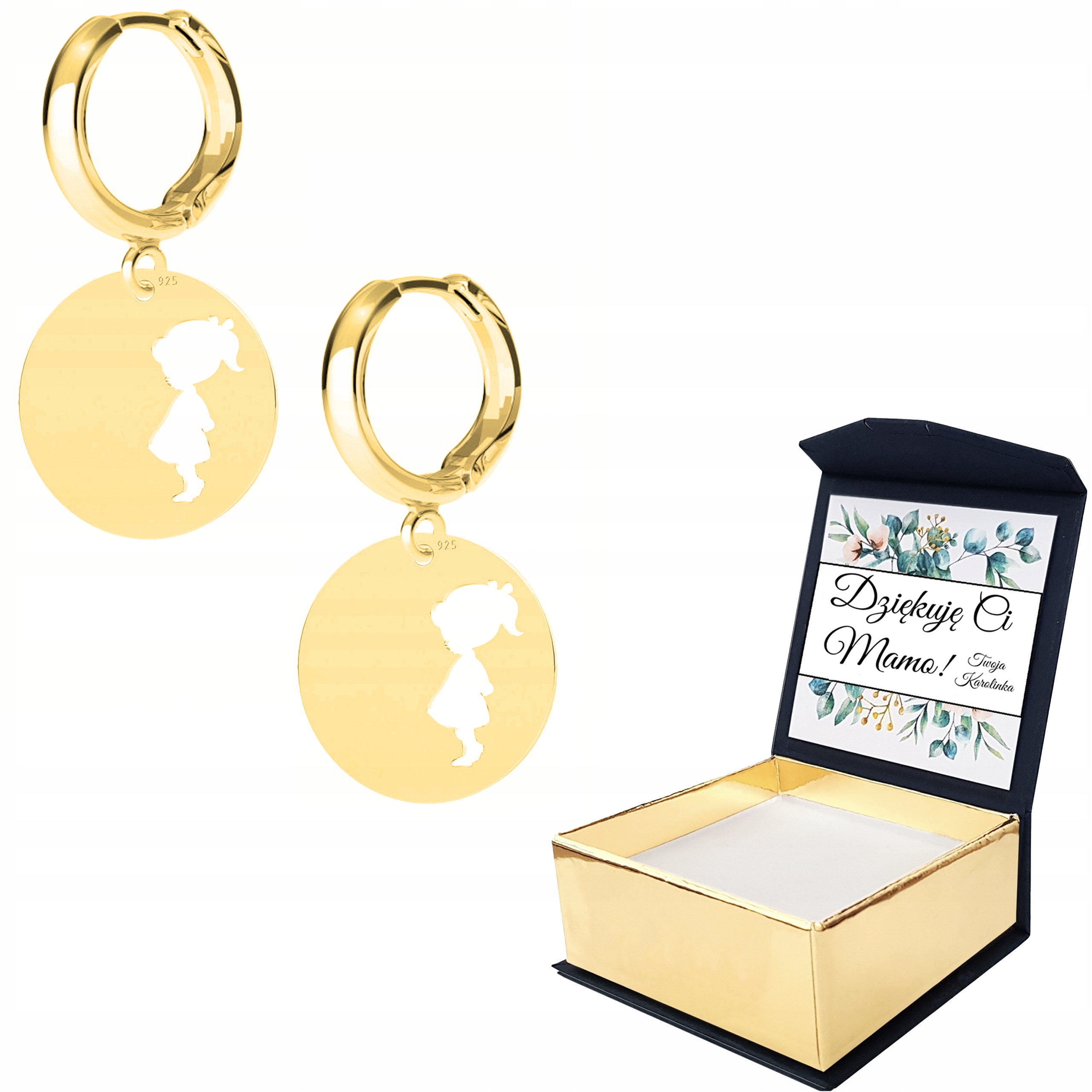 Náušnice zlaté Plíšek Holčička Vlastní Potisk