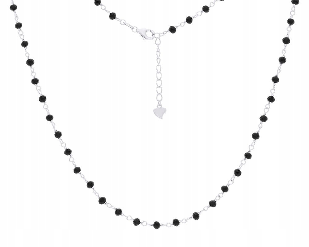 Stříbrný náhrdelník s korálky černých zirkonů ryzost 925