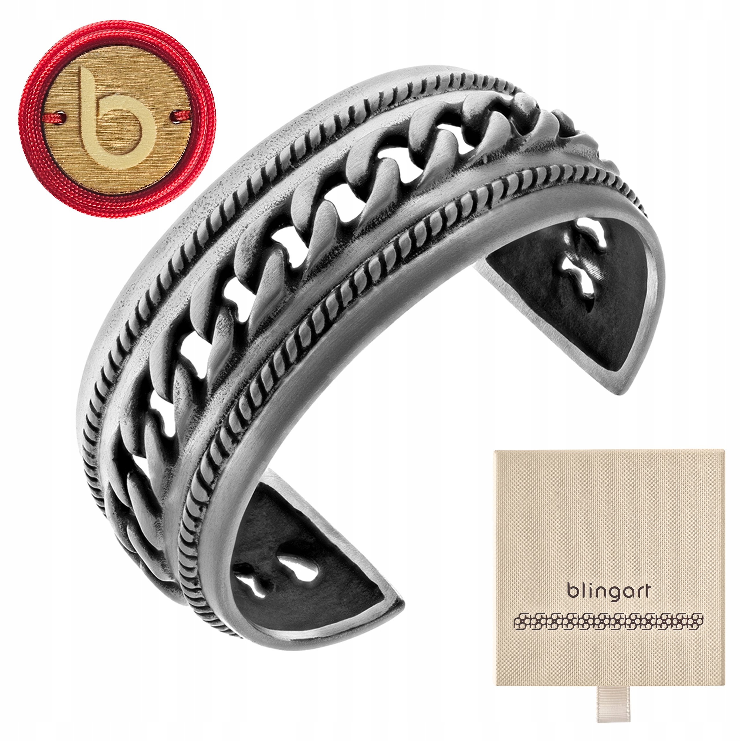 Pánský náramek z chirurgické oceli, široký, otevřený bangla Blingart