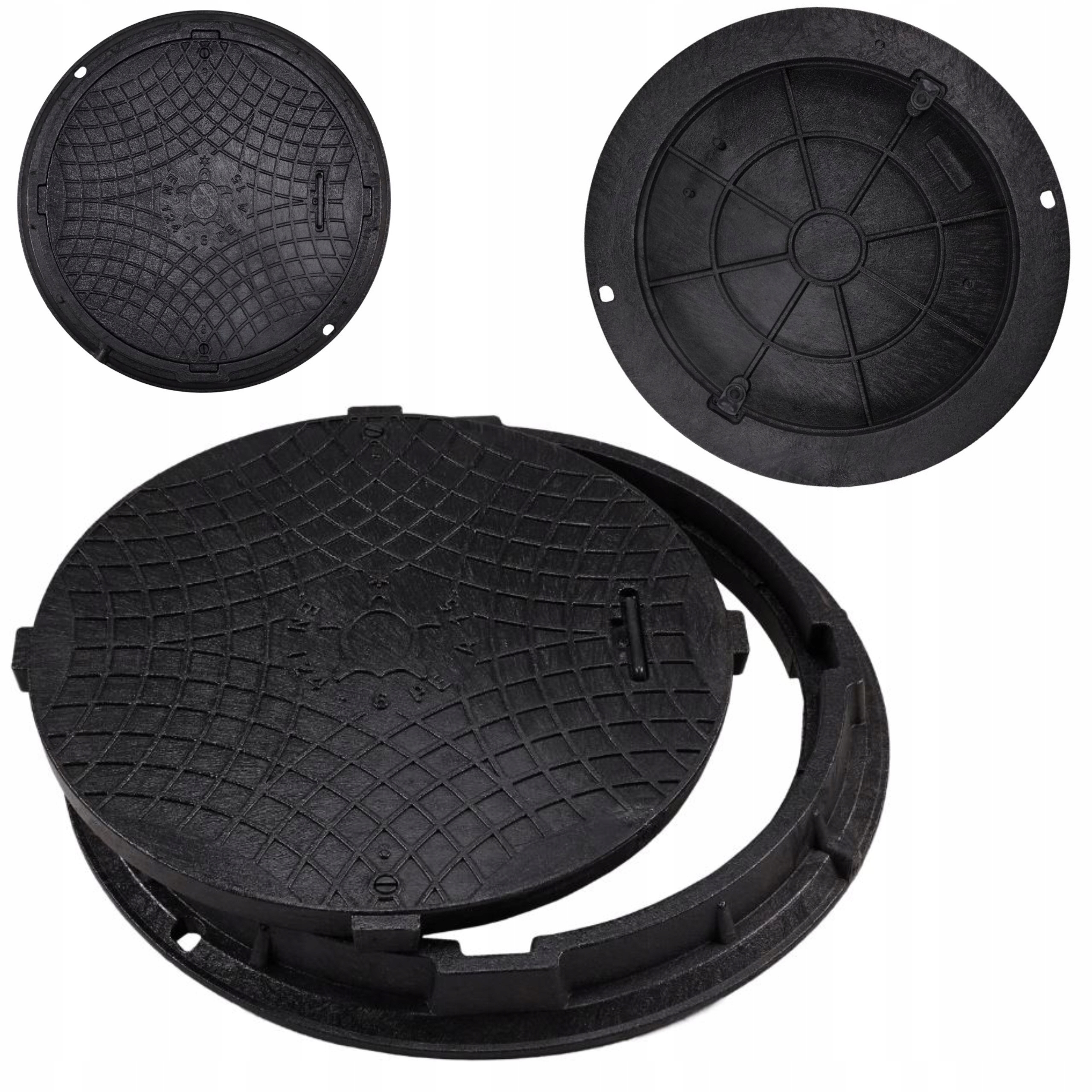 WŁAZ STUDNI 60/75CM POKRYWA do SZAMBA +ZAMEK 1,5 T