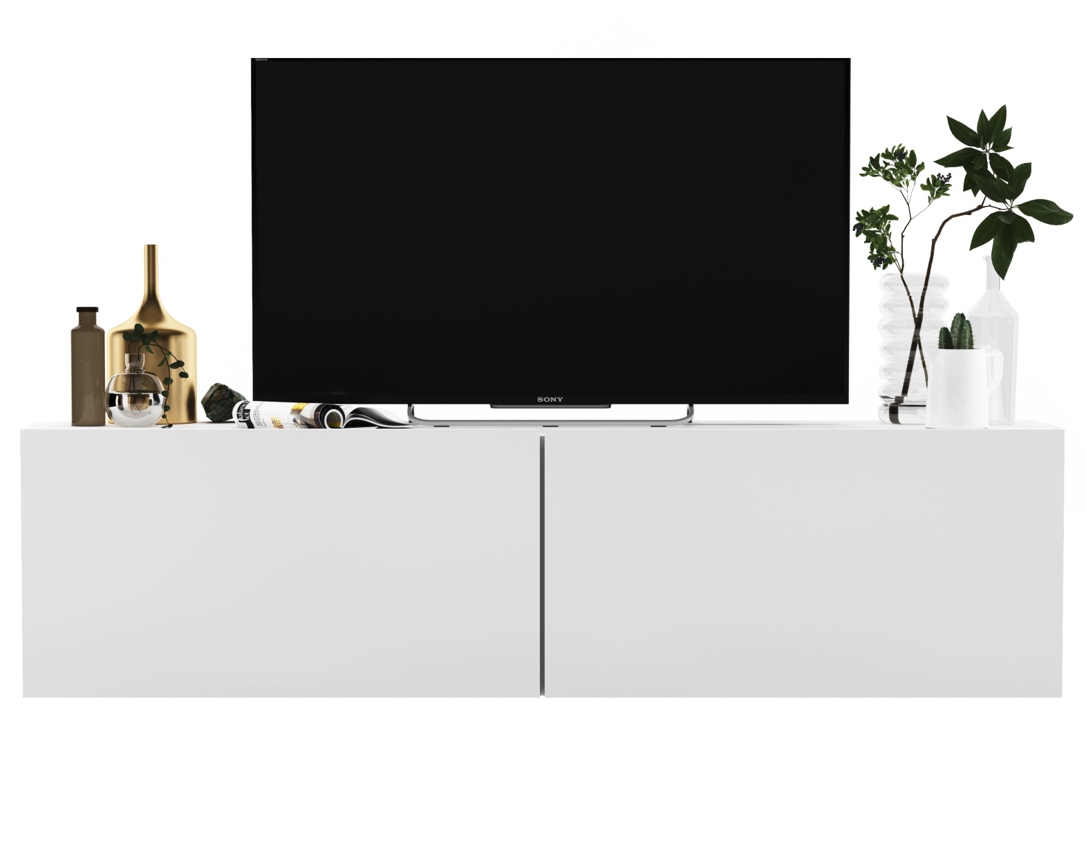 Подвесной шкаф RTV комод белый матовый 120 см маленький