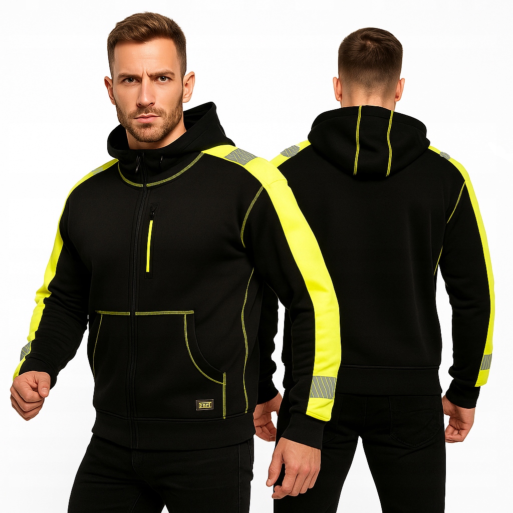 Bluza Dresowa Robocza Odblaskowa Polar z kapturem