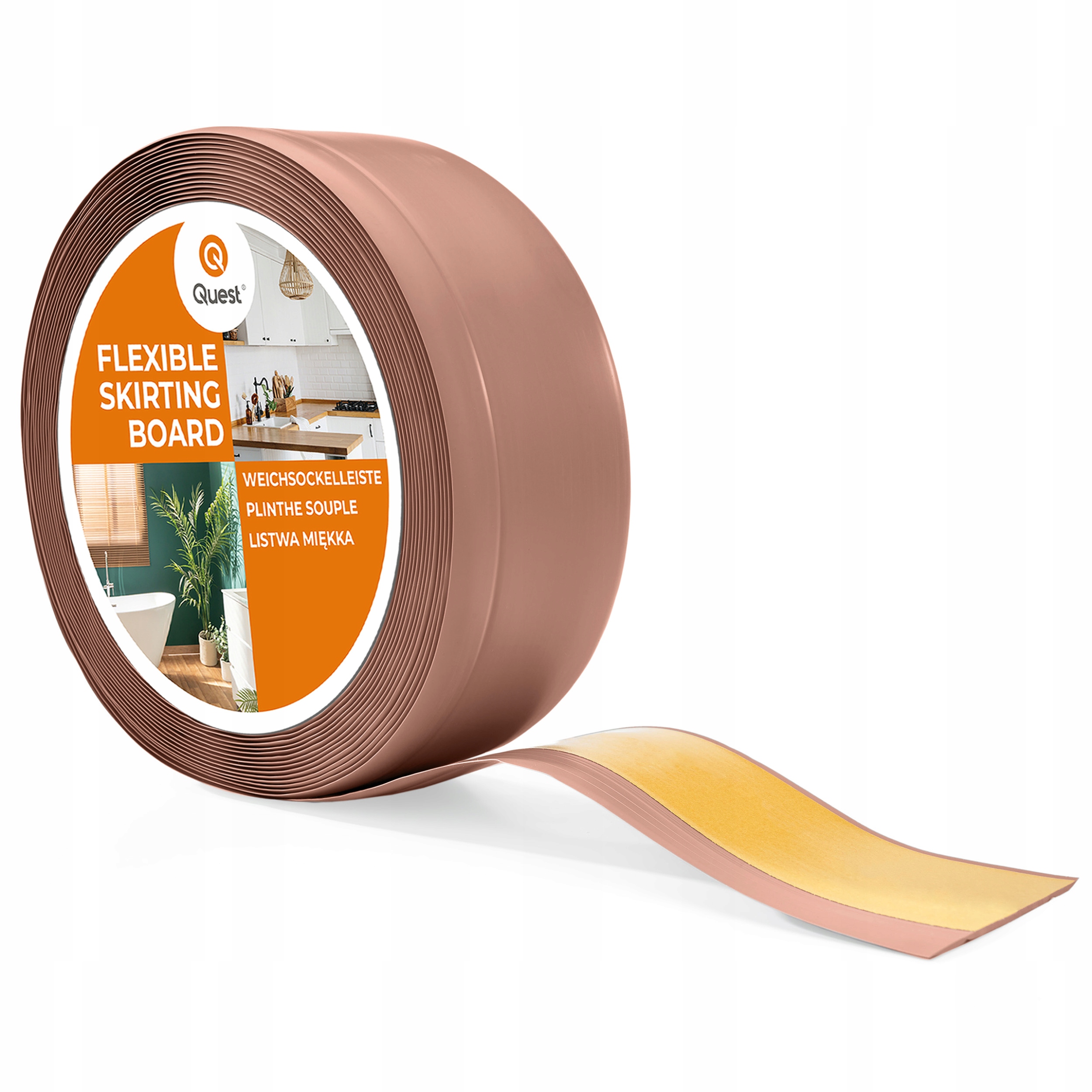 Podlahová lišta samolepicí, soklová Pvc 70/20 světle hnědá, 15 m