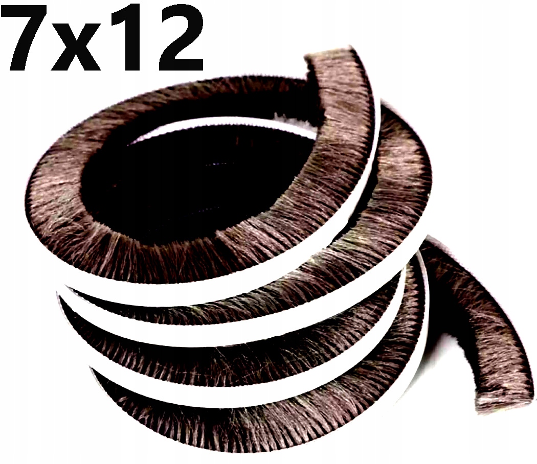 Szczotka odbojowa uszczelka samoprzylepna do szafy CZARNA 7x12 mm