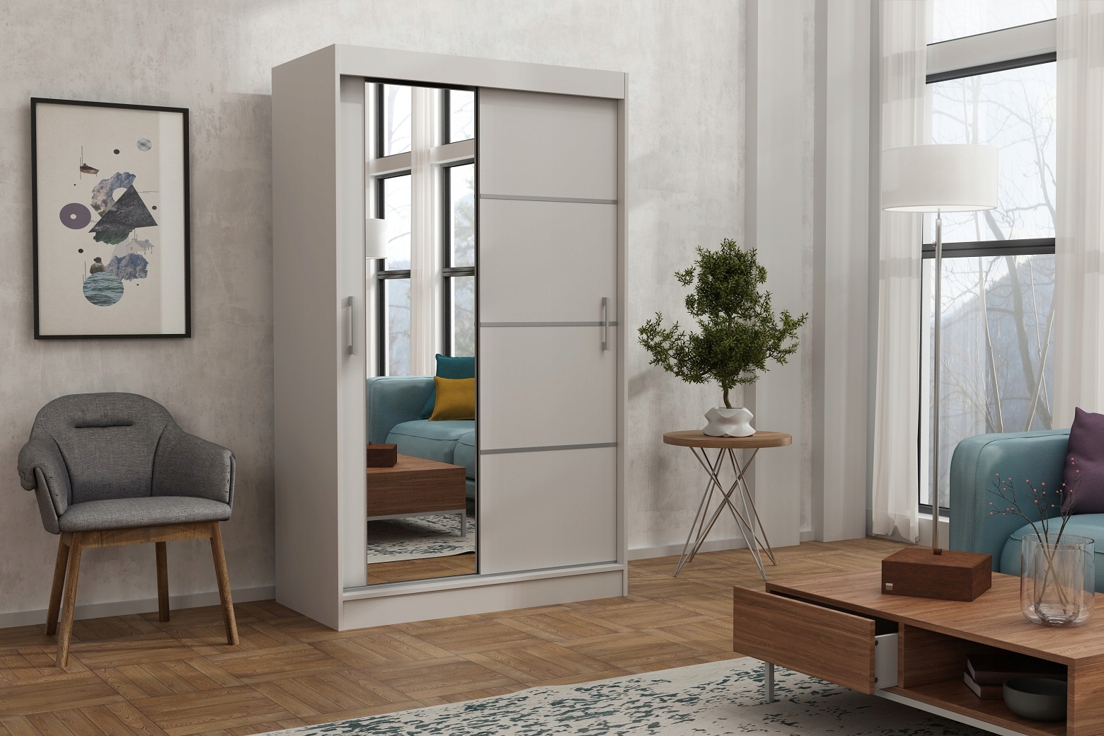 Szafa garderoba przesuwna WINDSOR 100 TOMY BIAŁY EAN (GTIN) 5906449131105