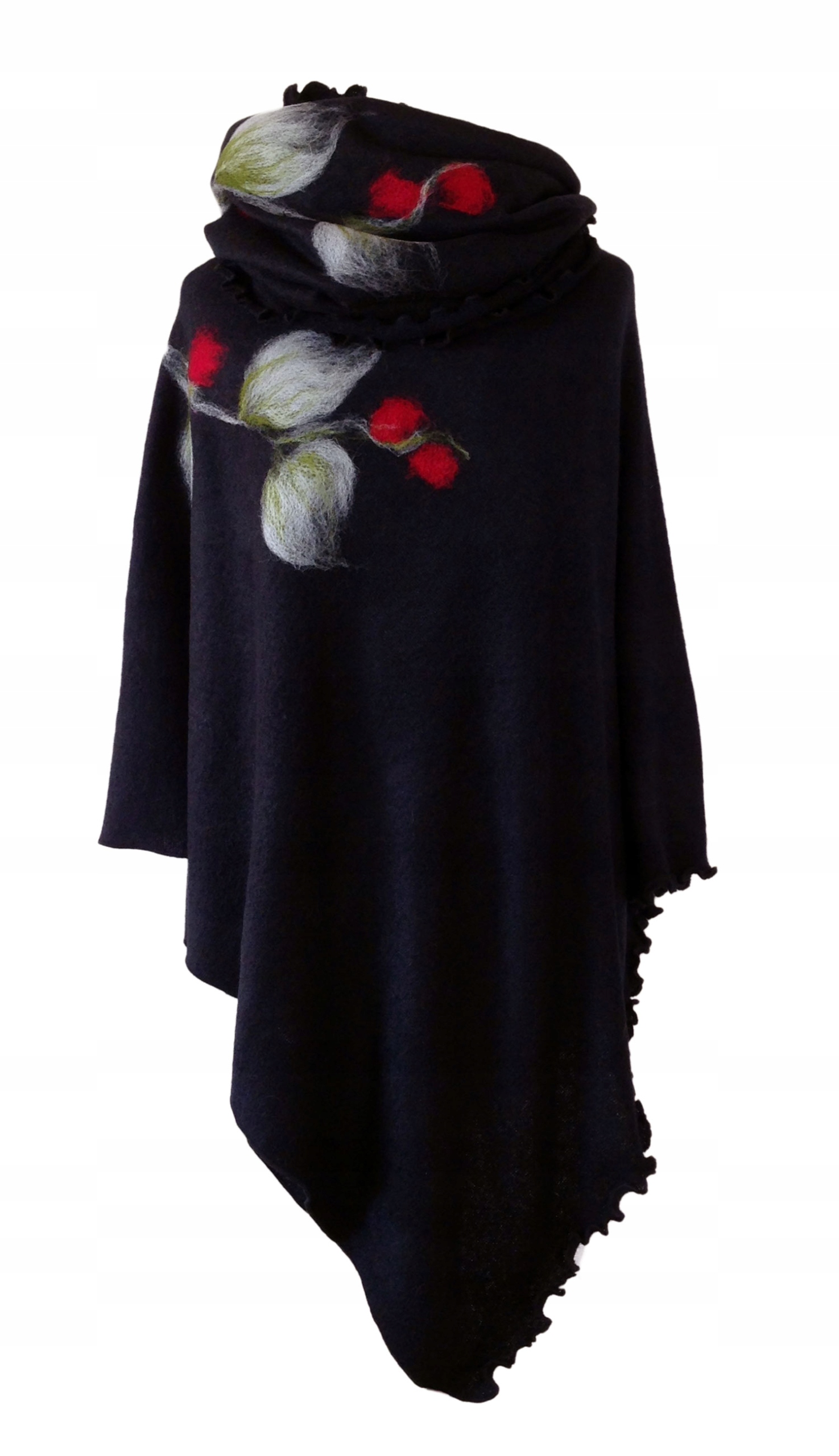 

Ponczo XL komin malowane filcowane wełną 502