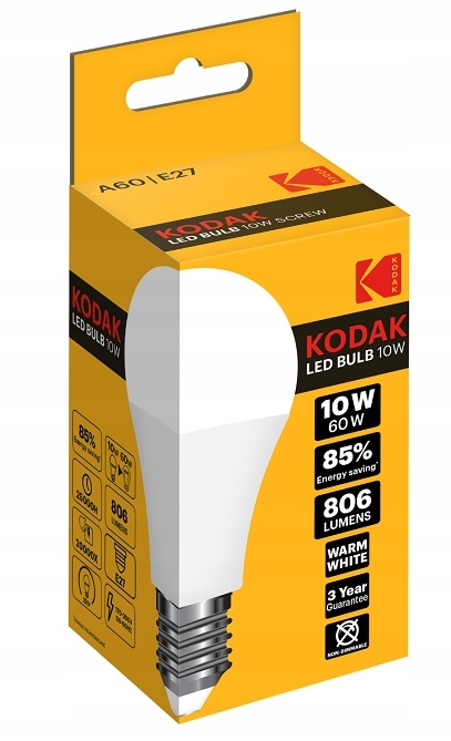 

Żarówka Led Kodak E27 10W 806lm A60 3000K
