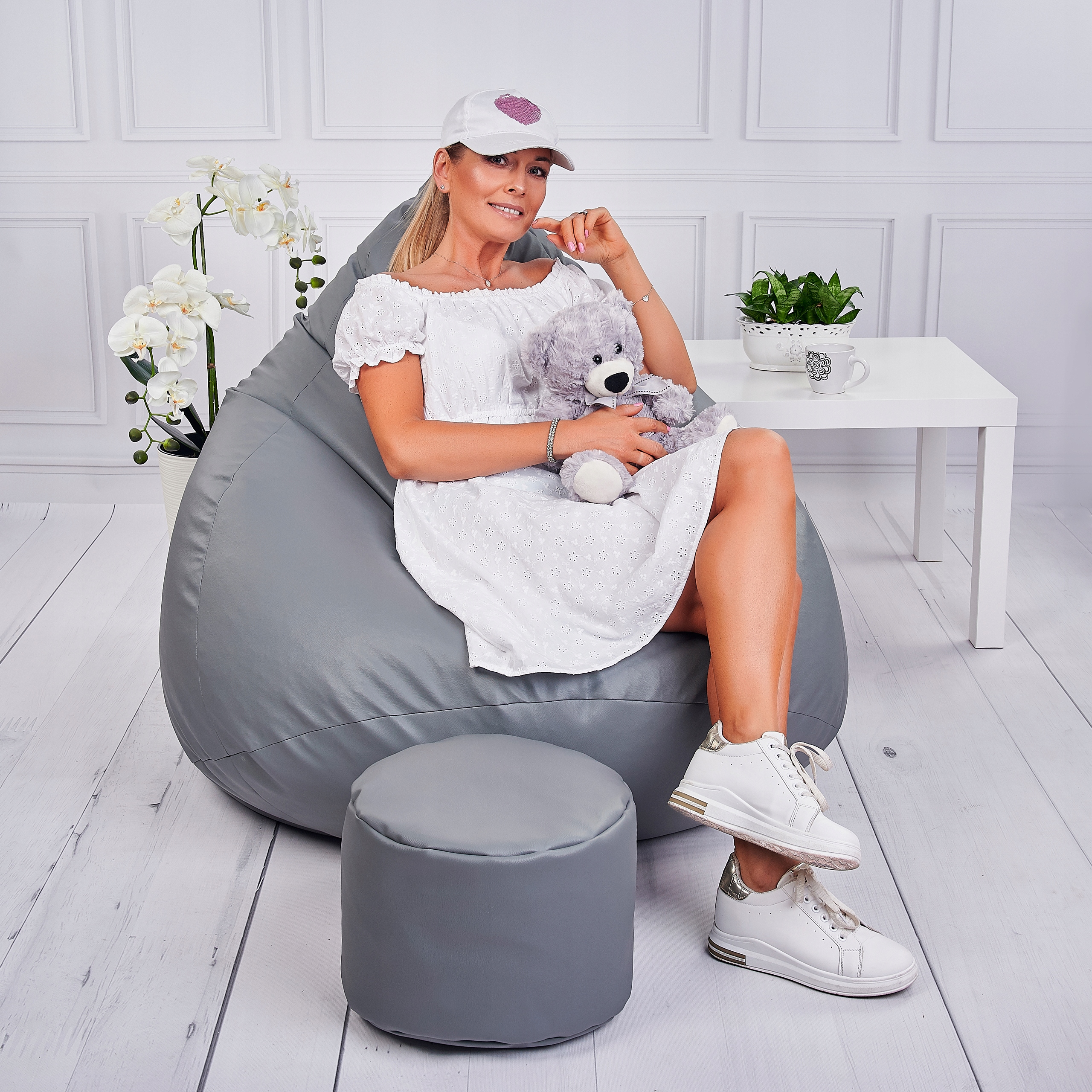 PUFA WOREK SAKO PUF SIEDZISKO XL + PODNÓŻEK GRATIS | NOWOCZESNY DO SALONU Wysokość mebla 120 cm