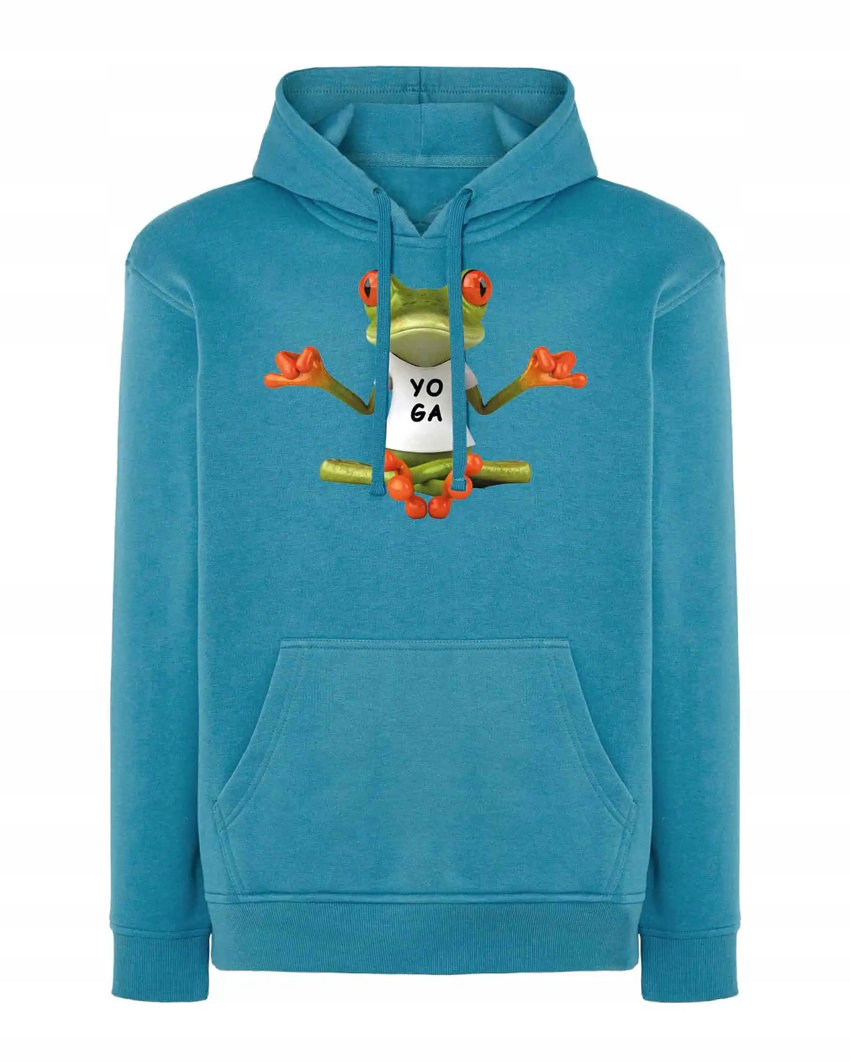 Mikina s kapucí s potiskem Žába Jóga Zen Hobby Modrá L
