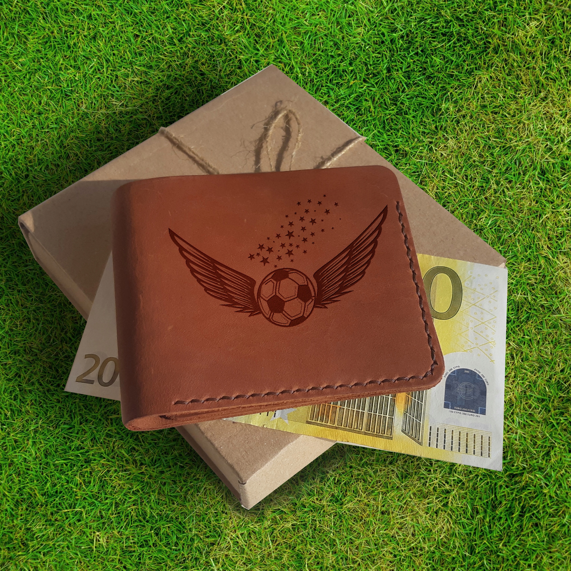 dárek pro fotbalistu pro fotbalového fanouška Kožená peněženka s gravírováním