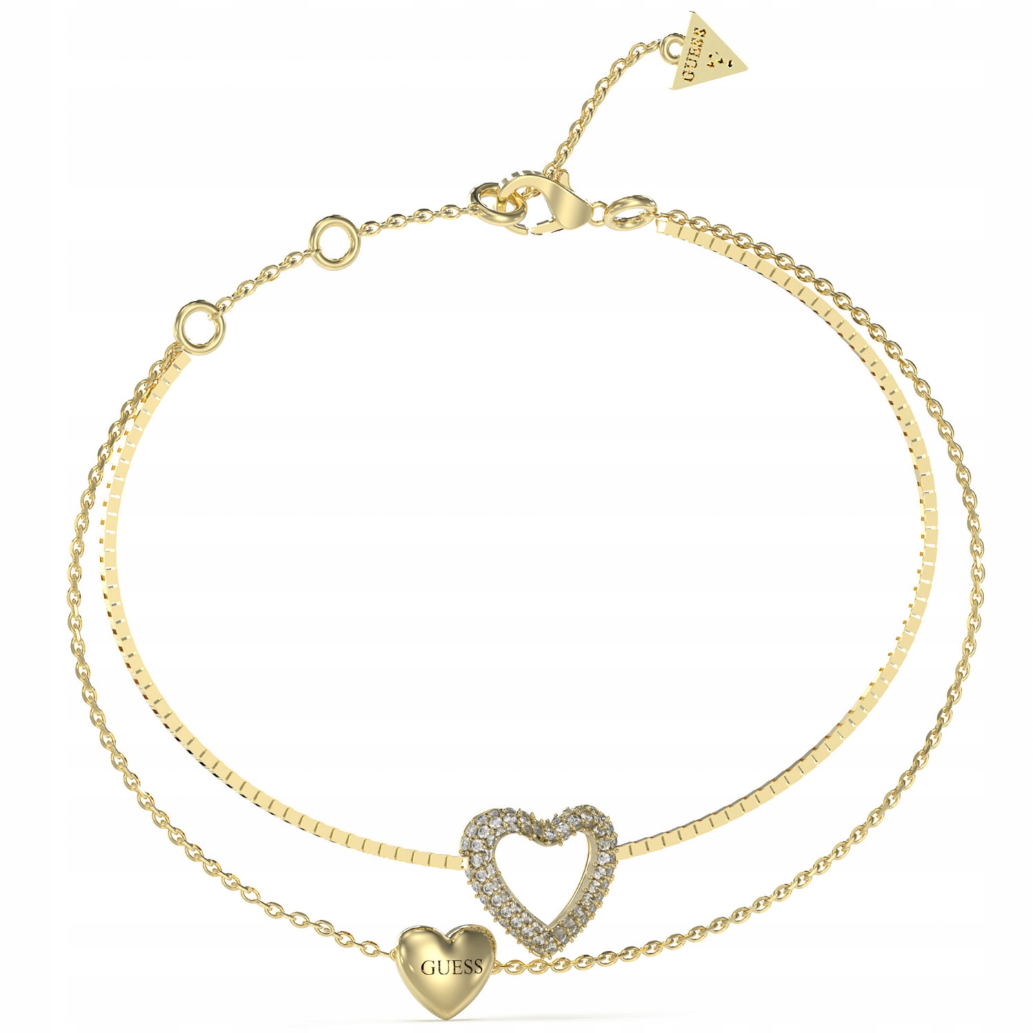 Dámský stříbrný náramek Guess se zirkon a srdíčkem, 18 cm