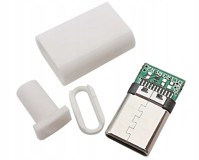 

Wtyk Usb typ C lutowany na przewód Biały