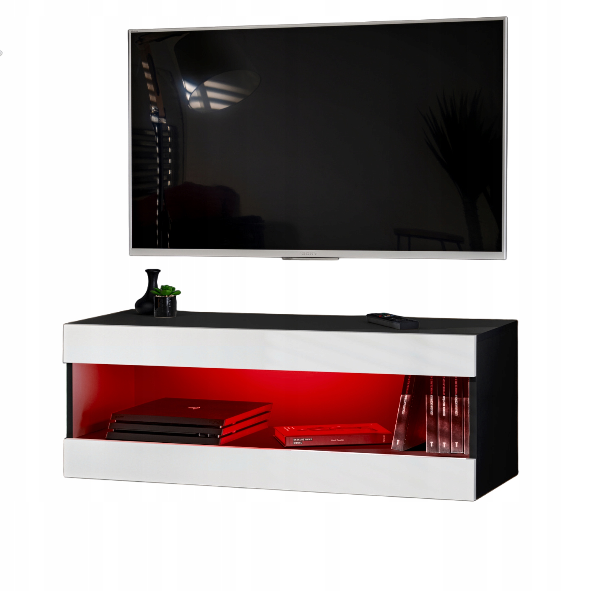 Závesná Rtv skrinka Tivoli RTV2 čierna/biela, Led Rgb