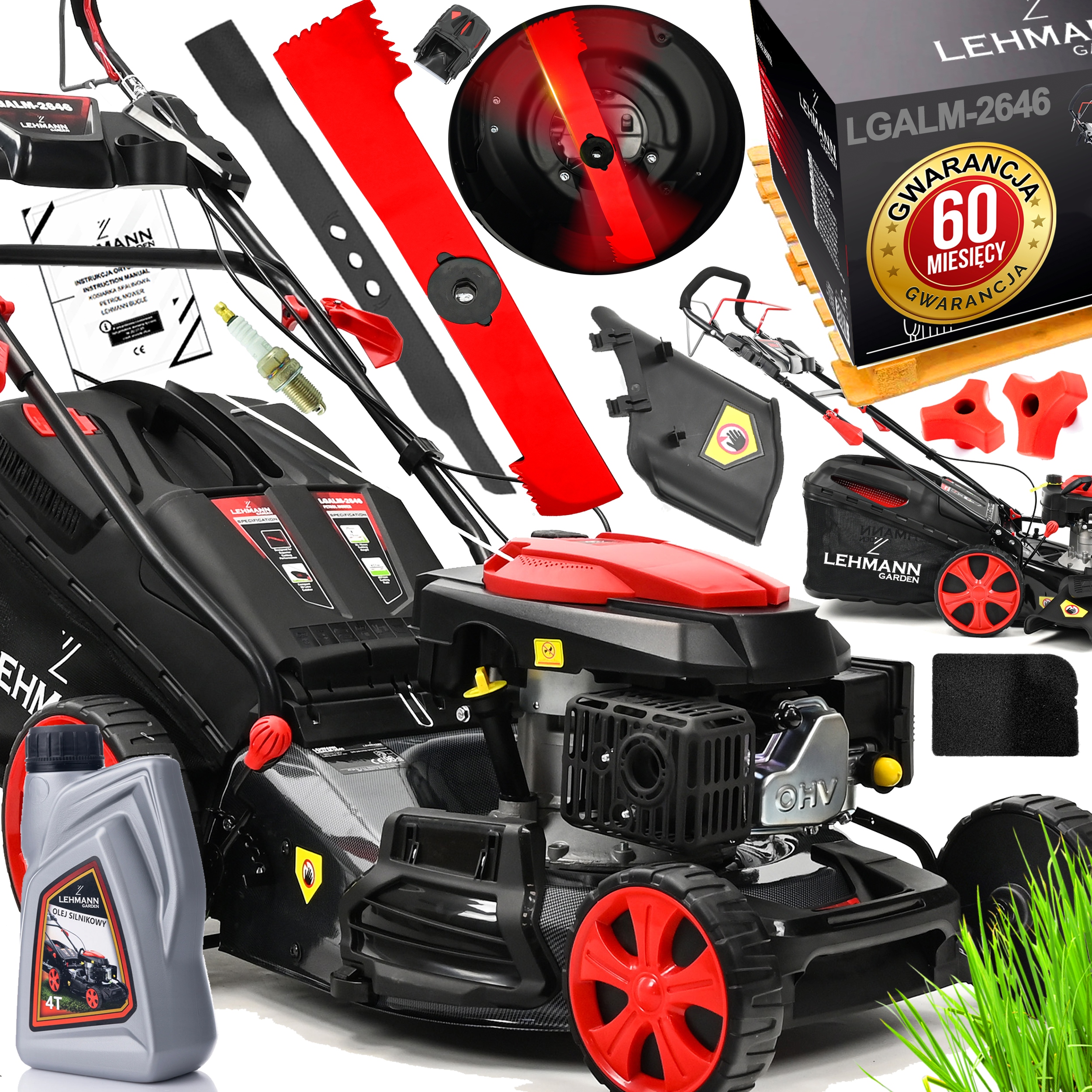 KOSIARKA SPALINOWA LEHMANN Z NAPĘDEM POTĘŻNA SILNIK 146CC MULCZOWANIE 46CM