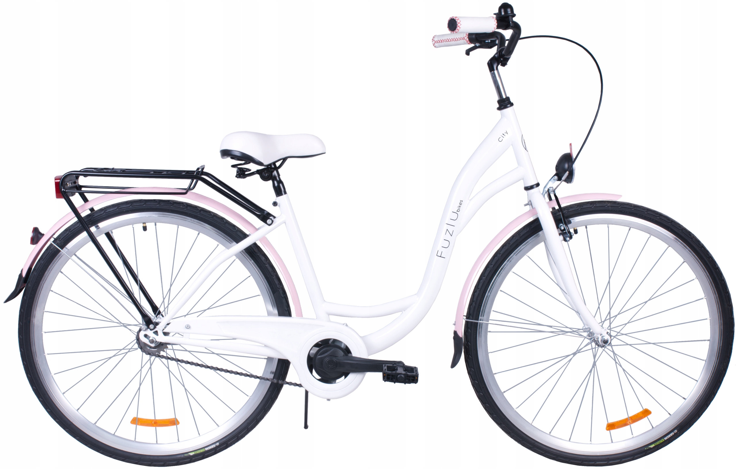 Rower miejski 28 Fuzlu City S1 biało-różowy