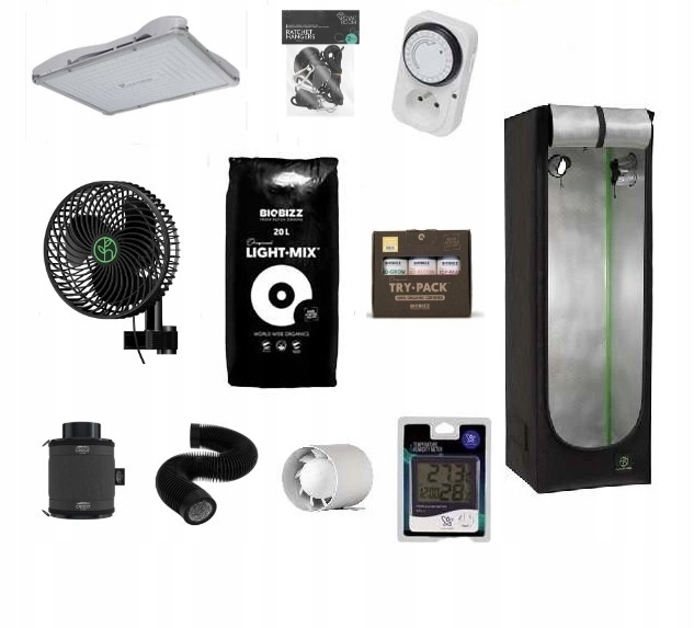 Sada pro pěstování growboxů Herbgarden 60x60x180 +Lampa Luckygrow X-series 100W