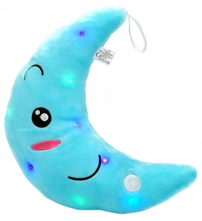 KSIĘŻYC PODUSZKA ŚWIECĄCA LED PRZYTULANKA MASKOTKA Szerokość poduszki 28 cm