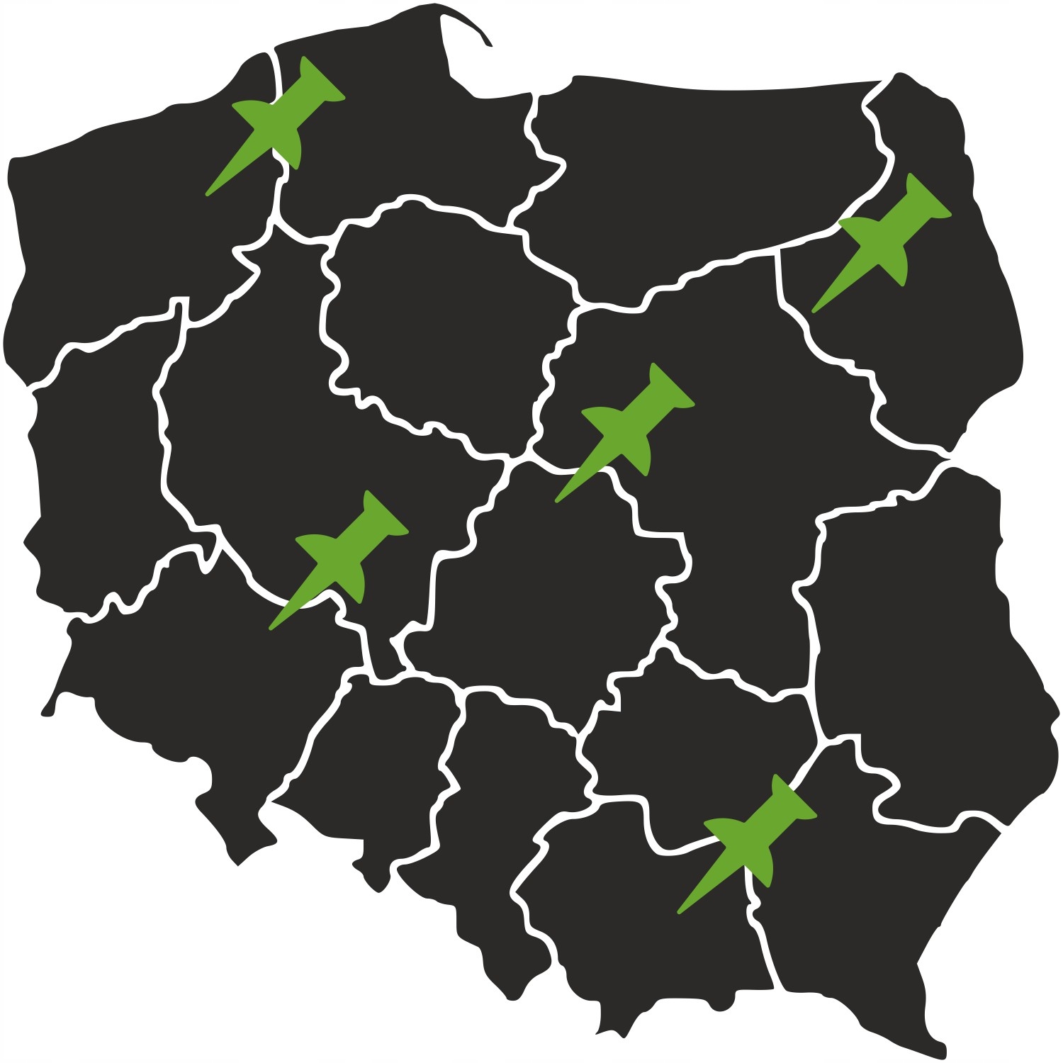 

Naklejka ścienna mapa Polski 70 cm znaczniki