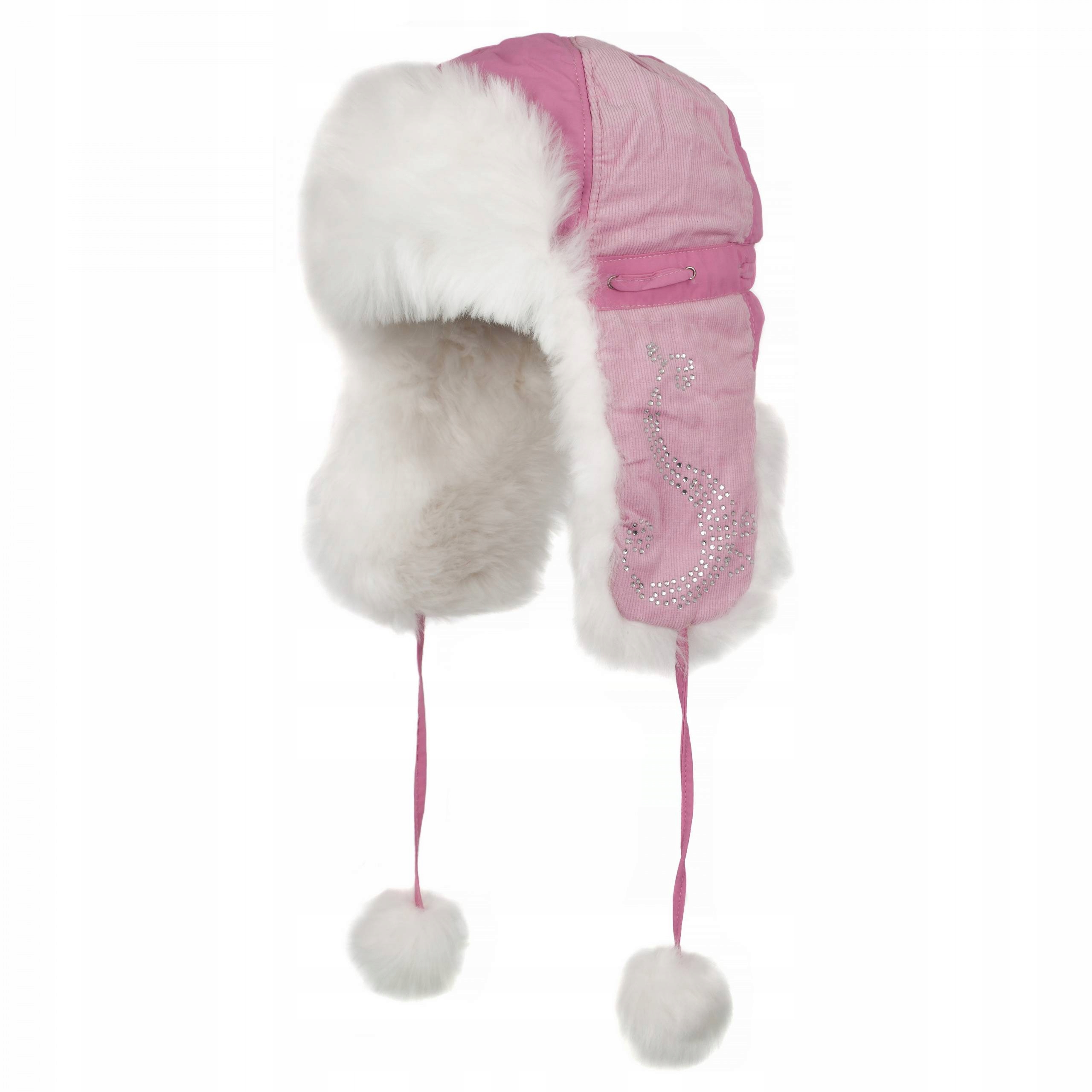 

W102E Ciepła Zimowa Czapka Uszatka Różowa