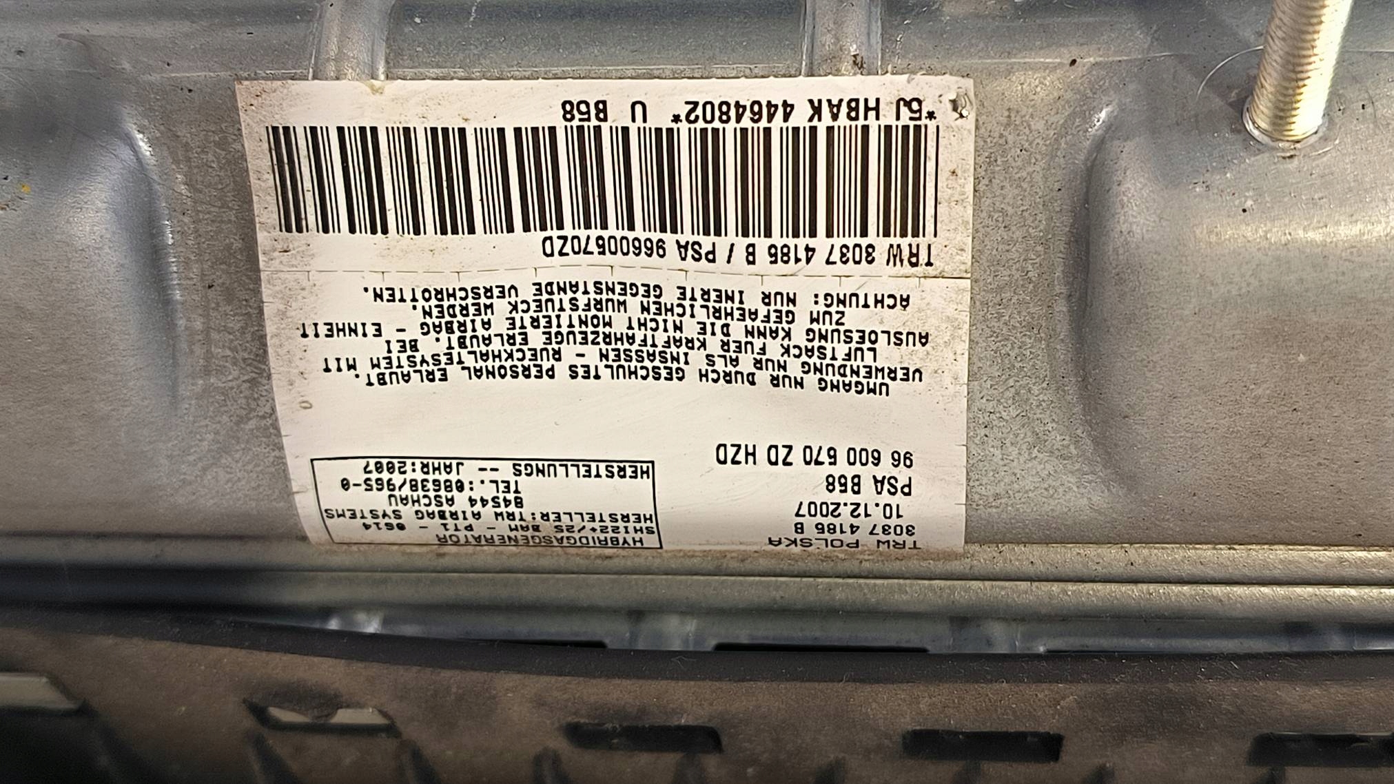 airbag airbag 96600570ZD CITROEN C4 Picasso e