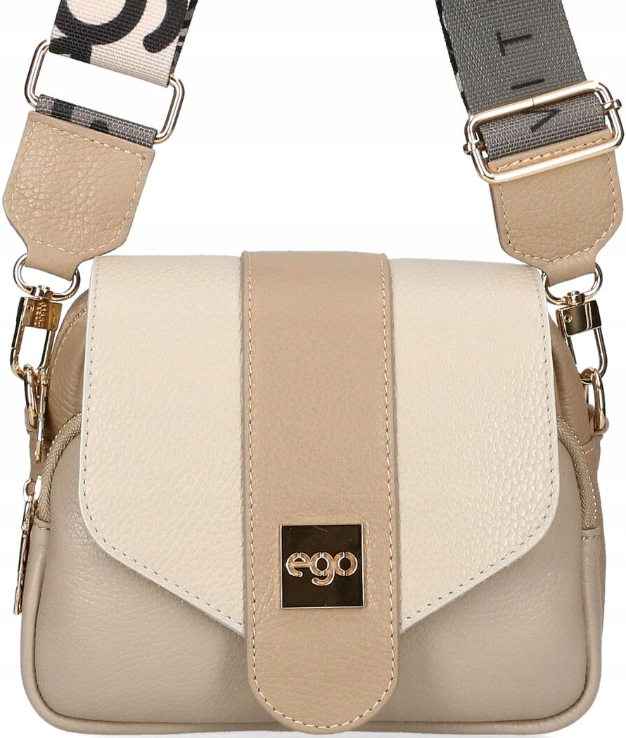 D63 torebka Ego creativity skórzana listonoszka z klapką 2 paskami