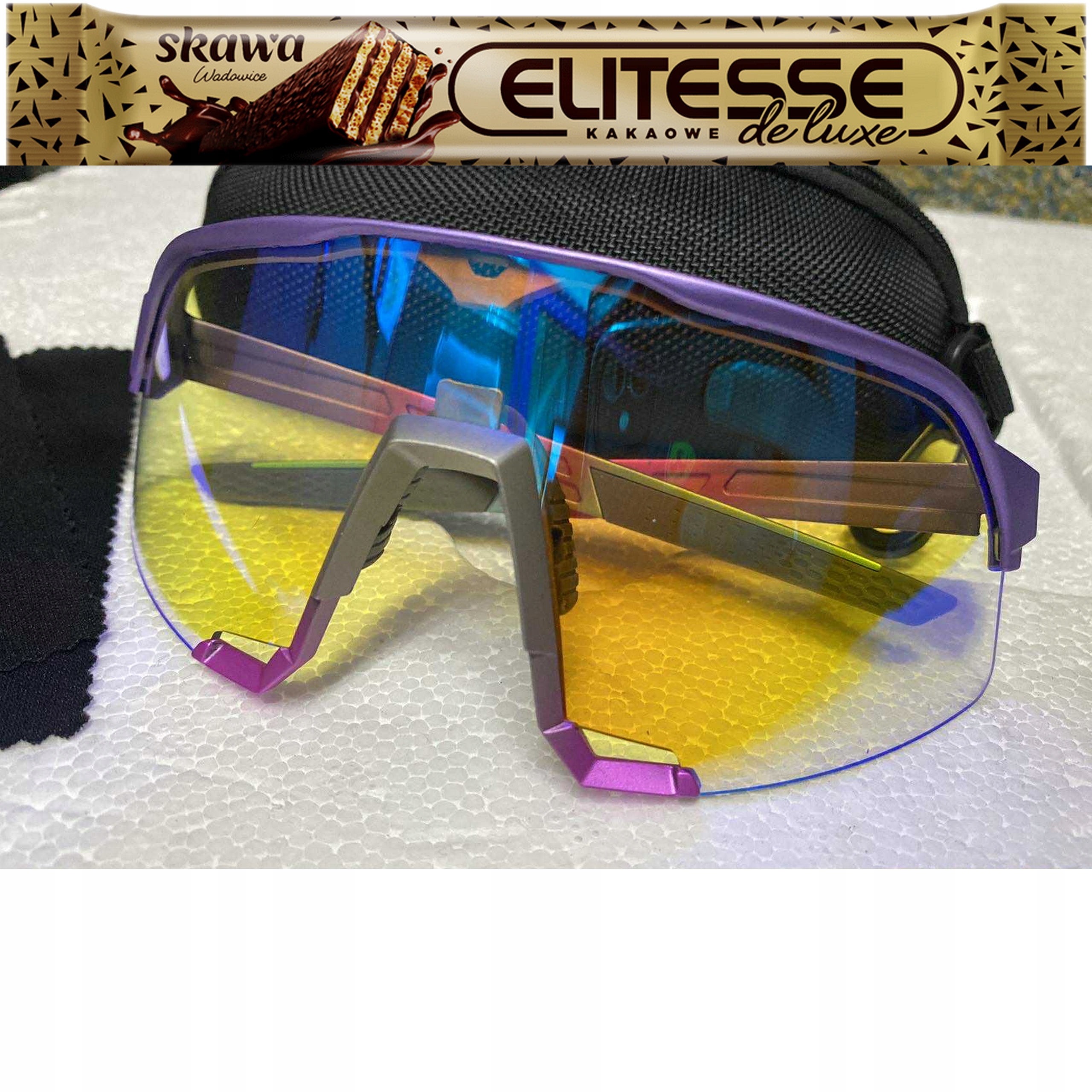 Cyklistické brýle na kolo Snowboardové lyže 100% fialové Nové pouzdro