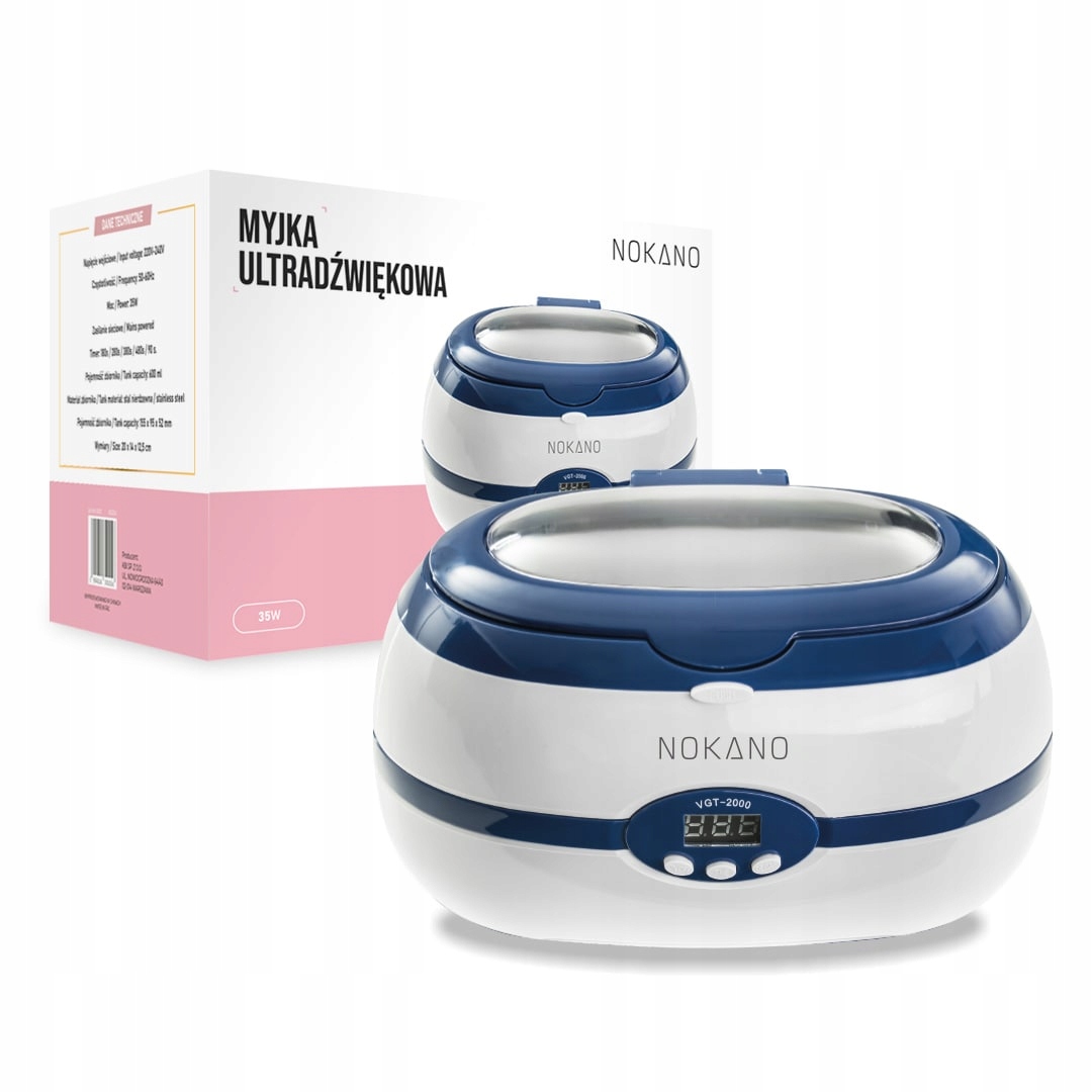 Nokano Myjka Ultradźwiękowa 600ML VGT-2000 Czyszczenie Narzędzi Do Manicure