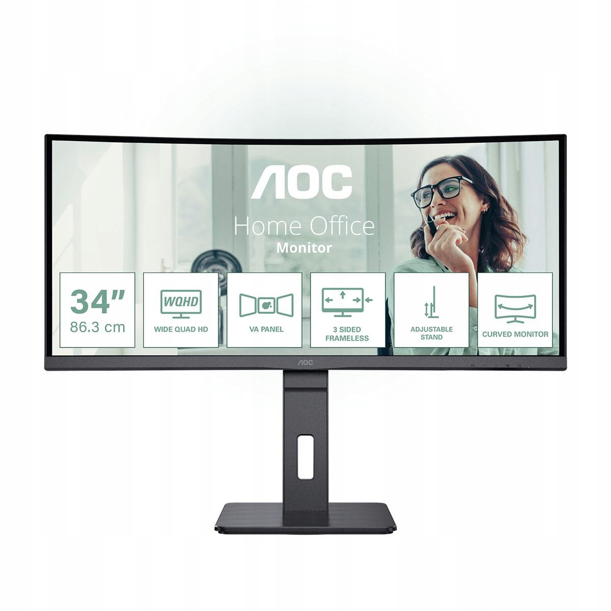 Monitor Aoc CU34P3CV, 34 palcový, 100 Hz, Zakrivený Va, Hdmi, Dp, Usb-c
